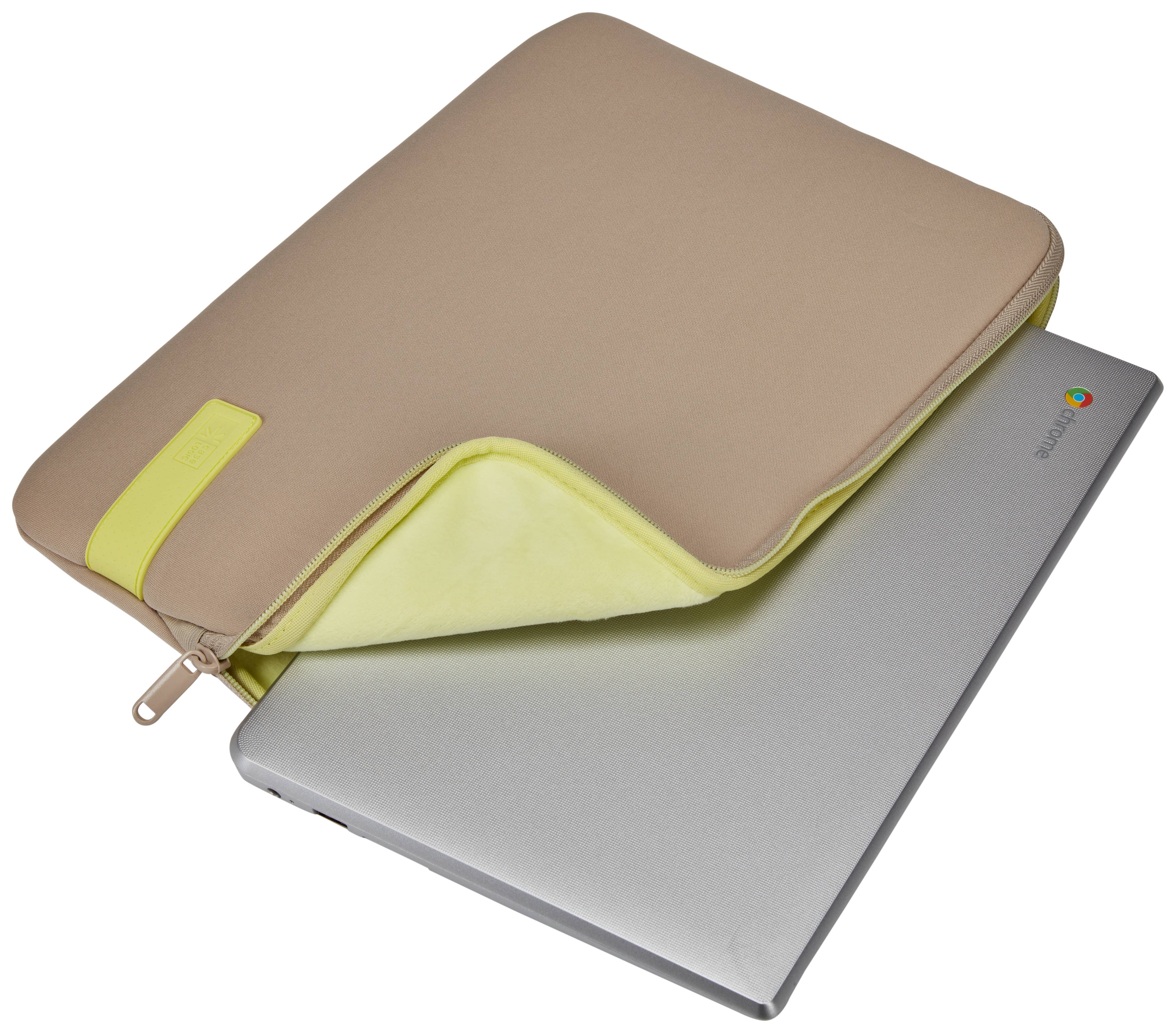 Rca Informatique - image du produit : REFLECT LAPTOP SLEEVE 13.3IN PLAZA TAUPE / SUNNY LIME