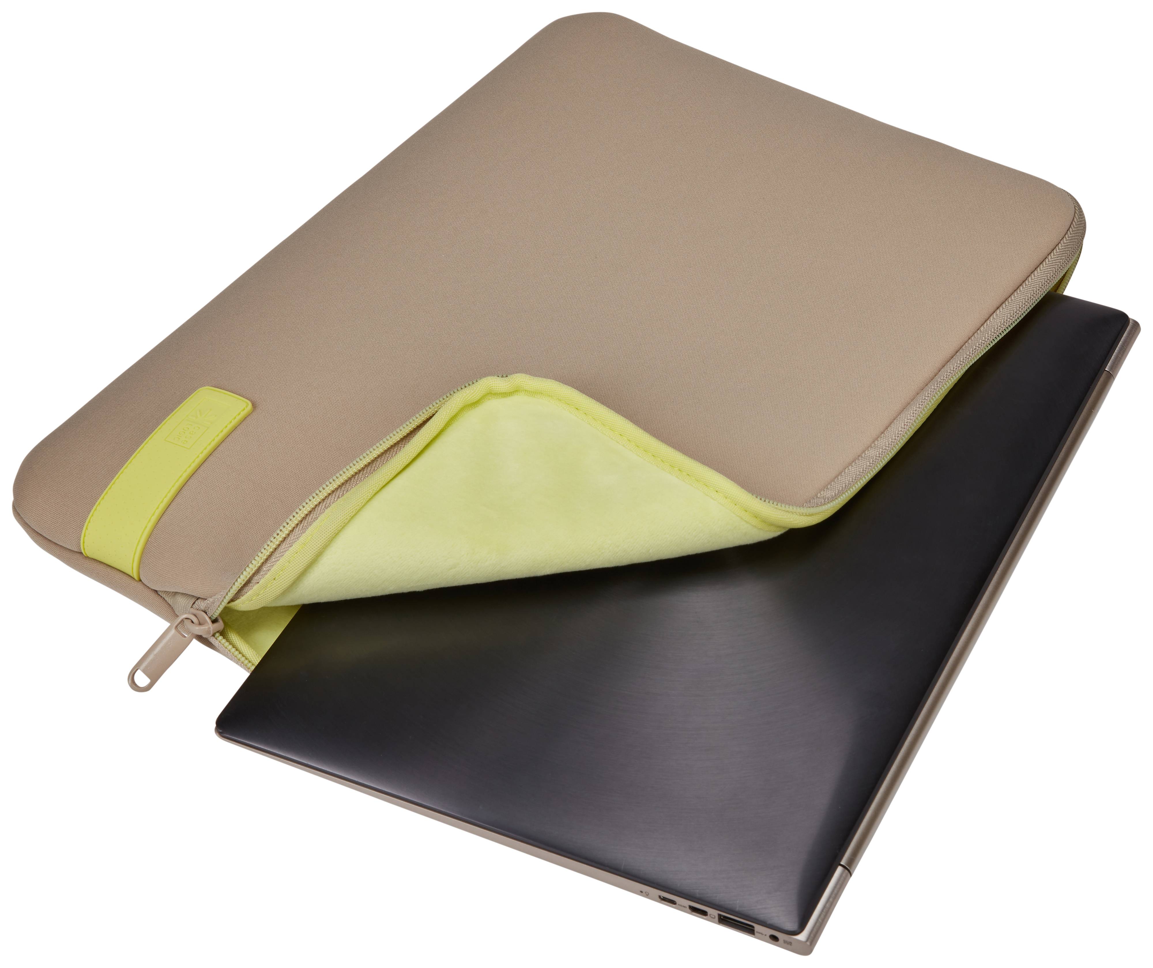 Rca Informatique - image du produit : REFLECT LAPTOP SLEEVE 14IN PLAZA TAUPE / SUNNY LIME