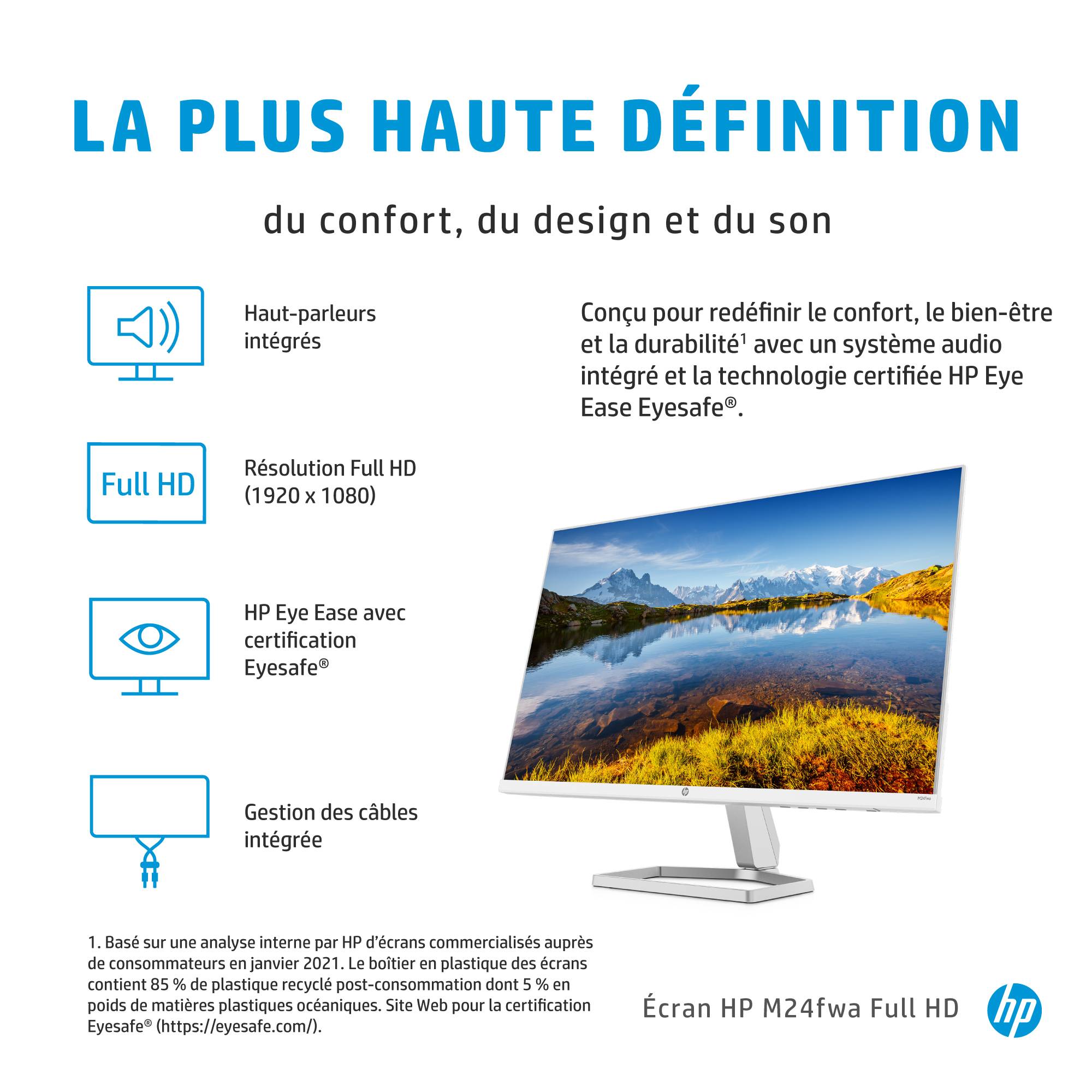 Rca Informatique - image du produit : MNTR HP M24FWA FHD 34Y22AA#ABB 23.8IN 1920X1080 16:9 75HZ 1000: