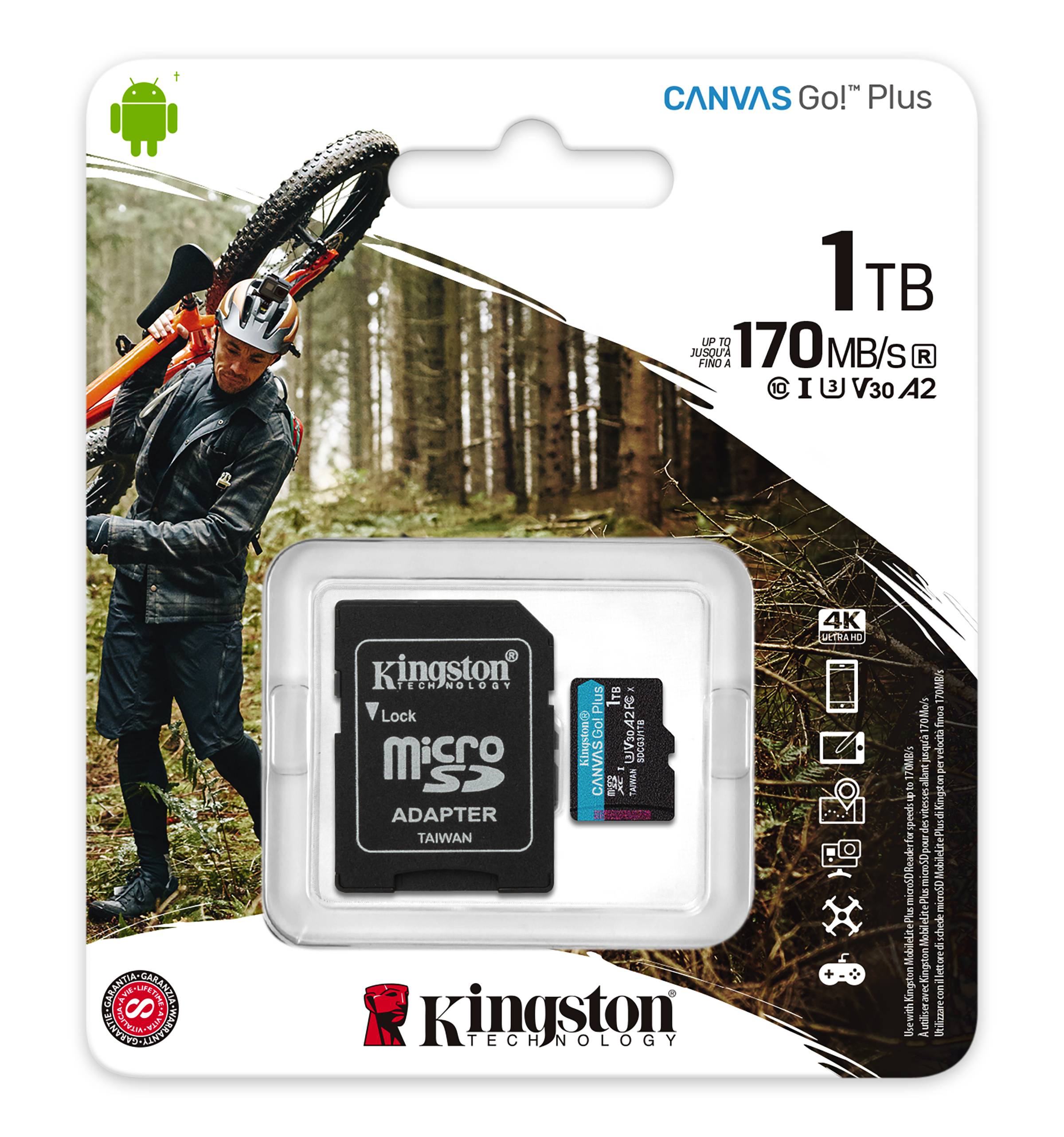 Rca Informatique - image du produit : 1TB MSDXC CANVAS GO PLUS 170R A2 U3 V30 CARD + ADP