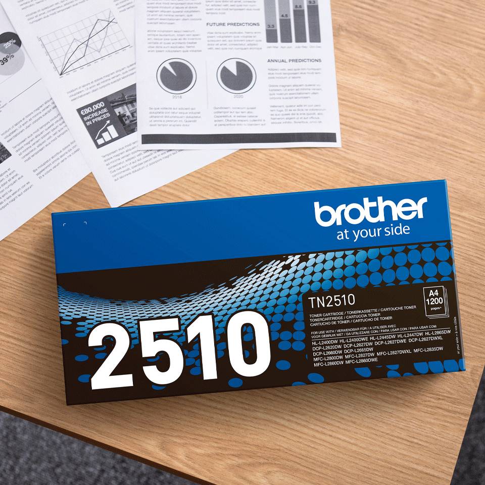 Rca Informatique - image du produit : TN2510 BLACK TONER CARTRIDGE. ISO YIELD UP TO 1200 PAGES. (ORD