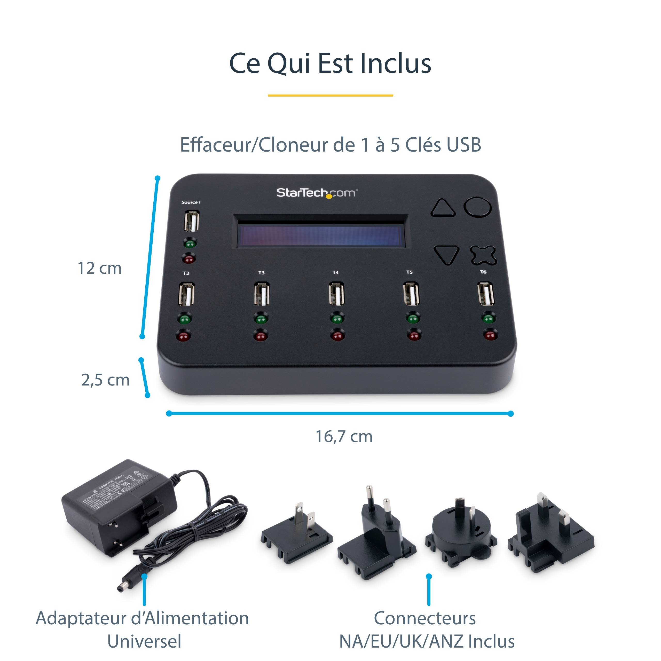 Rca Informatique - image du produit : DUPLICATEUR / COPIEUR AUTONOME DE CLES USB 1 VERS 5 / EFFACER