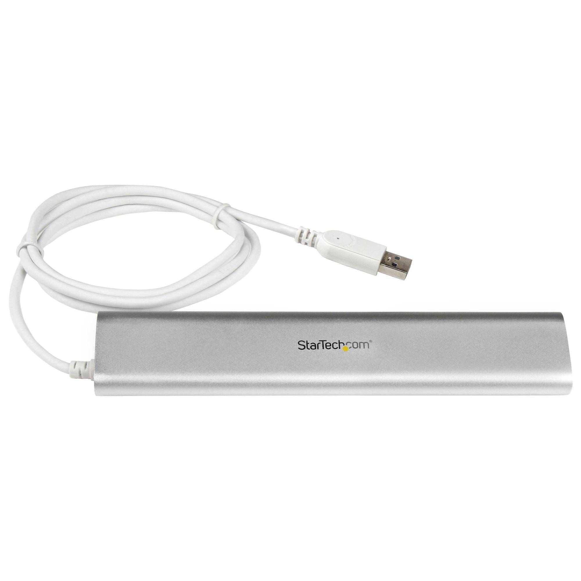 Rca Informatique - image du produit : 7PORT USB 3.0 HUB APPLE STYLE WITH BUILT-IN CABLE SILVER