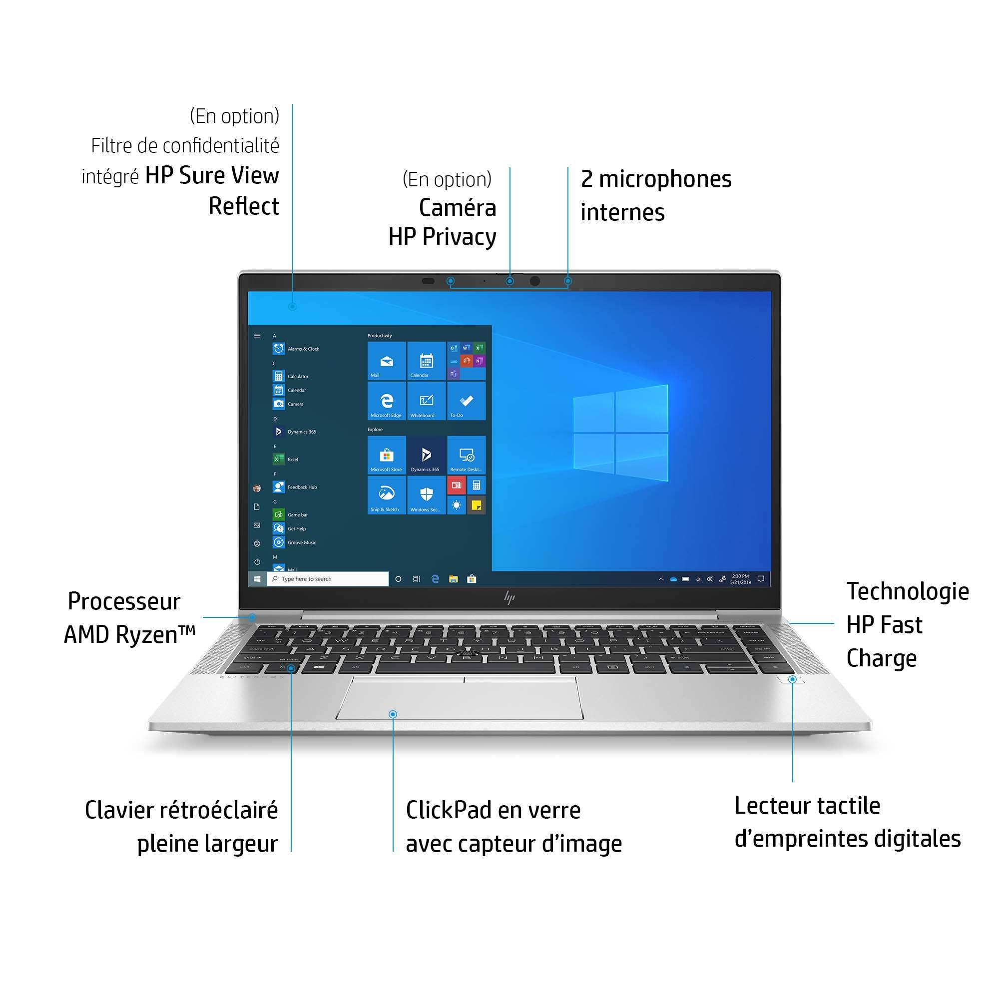 Rca Informatique - image du produit : ELITEBOOK 845 RYZEN 7 PRO 5850U 512GB 16GB NOOD 14IN W10P