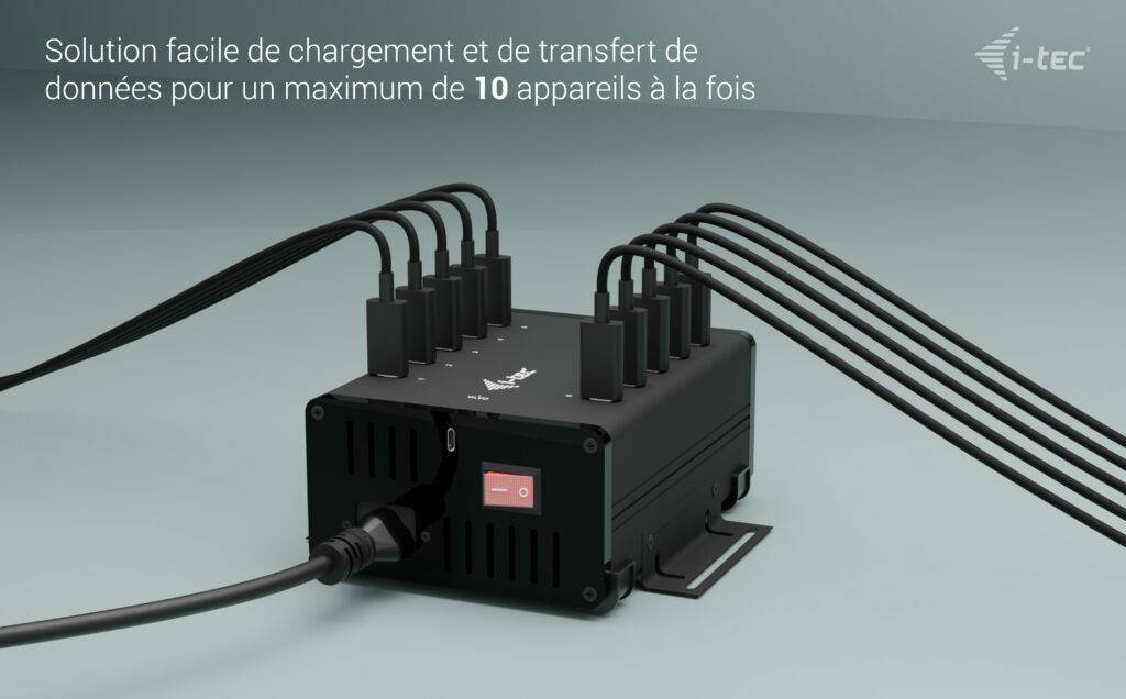 Rca Informatique - image du produit : I-TEC CHARGING HUB 10X USB-C USB-C/USB-A HUB 15W/PORT 180W