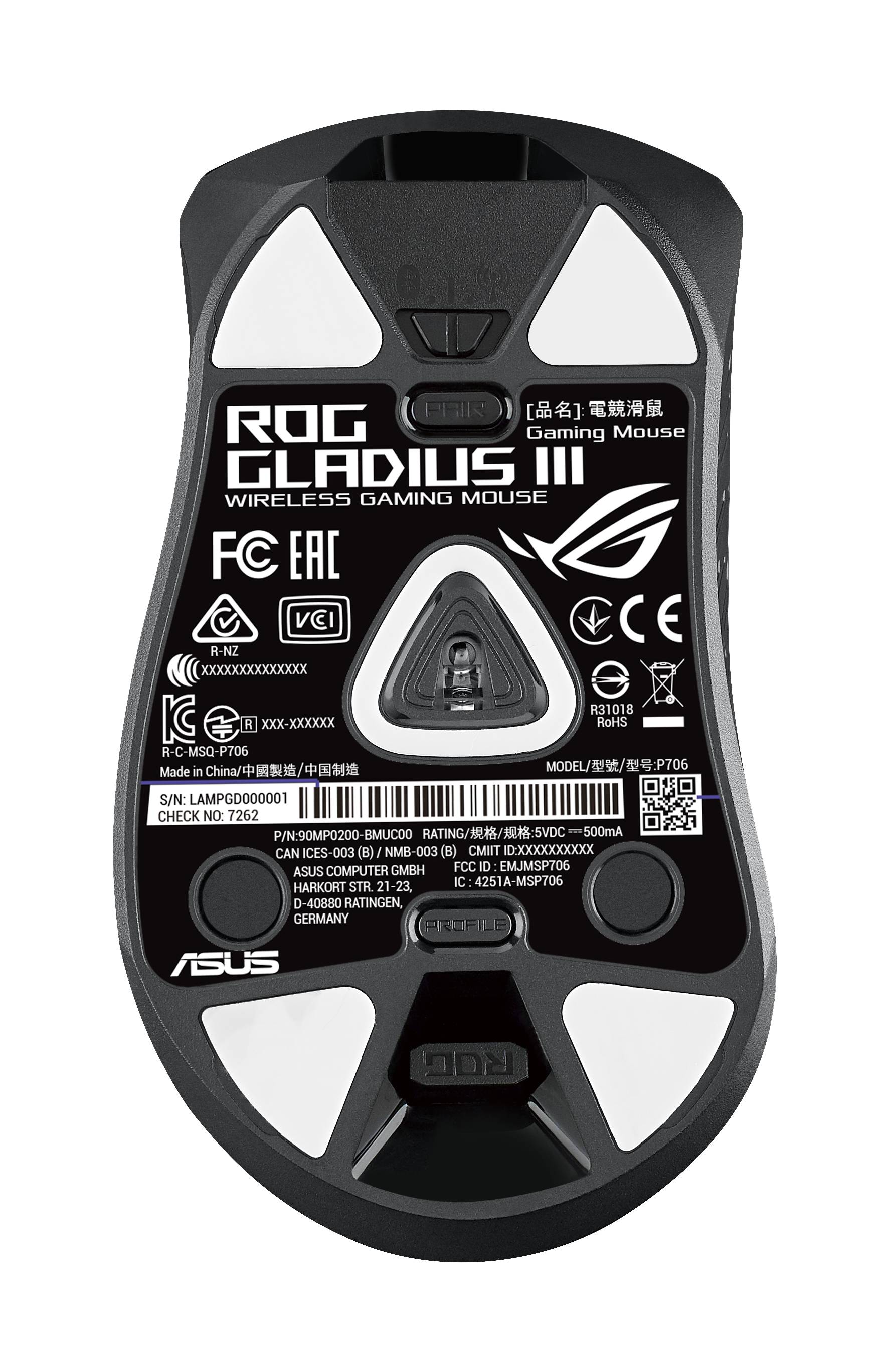 Rca Informatique - image du produit : ROG GLADIUS III WIRELESS GAMING MOUSE