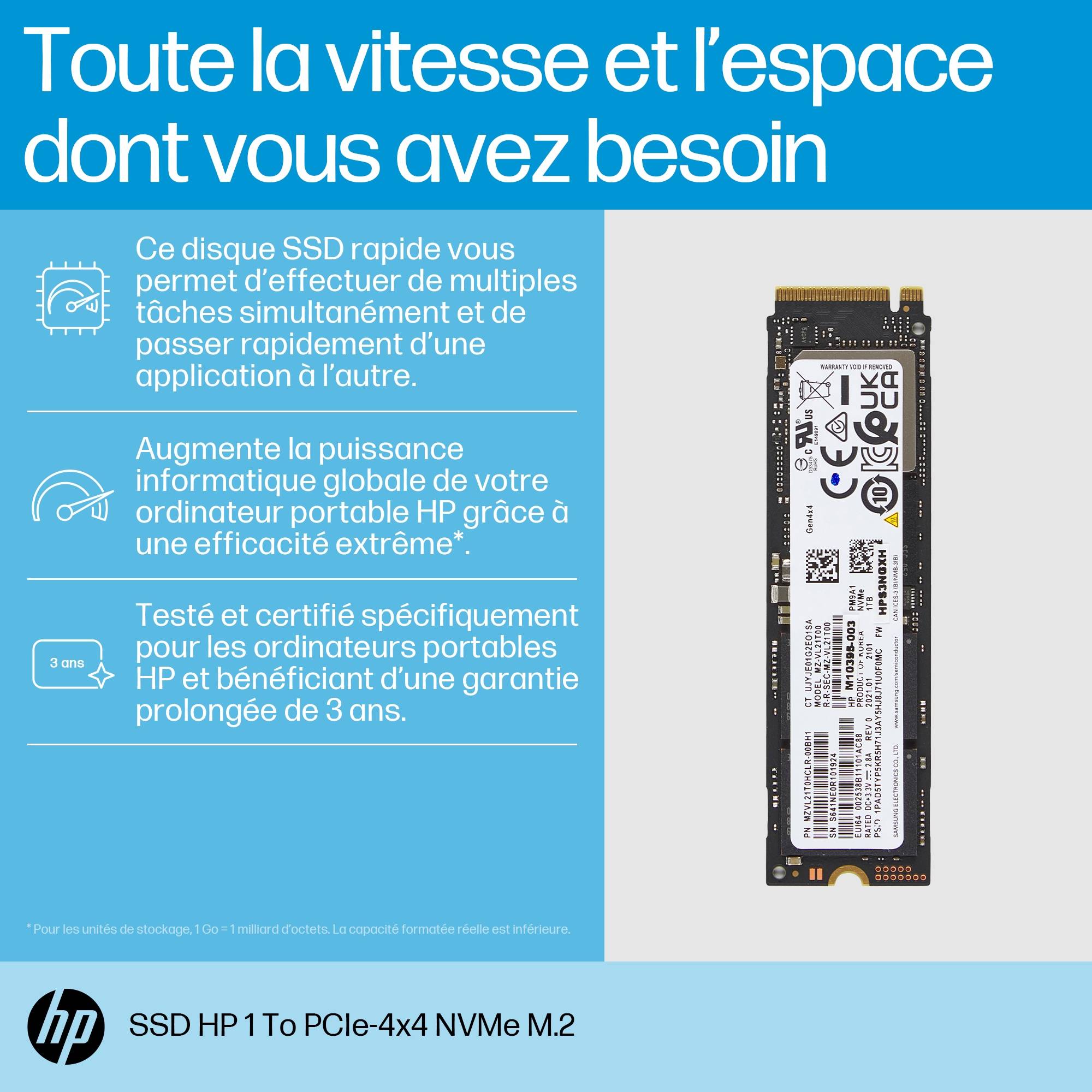 Rca Informatique - Image du produit : HP 1TB PCIE NVME M.2 SSD