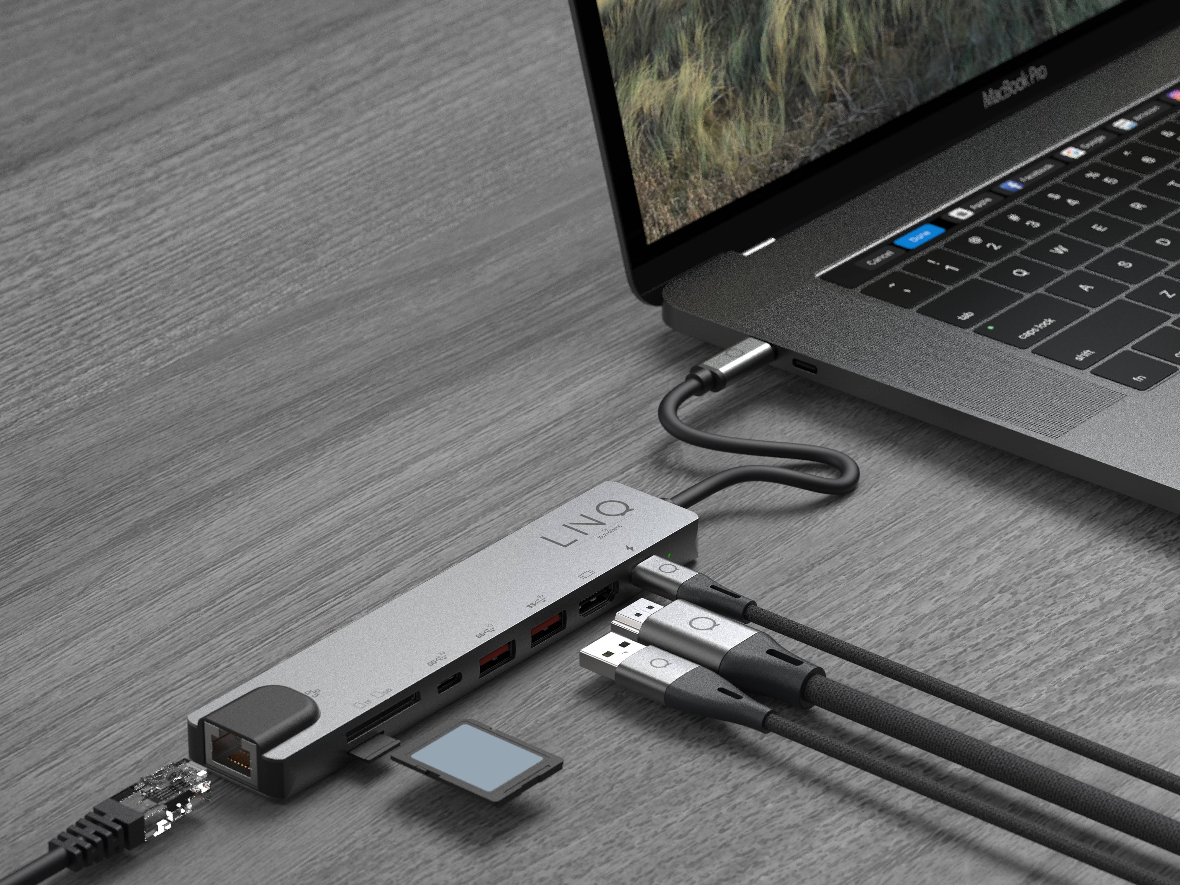 Rca Informatique - image du produit : 8IN1 USB-C HUB 4K HDMI/SD/RJ45 LINQ - GREY