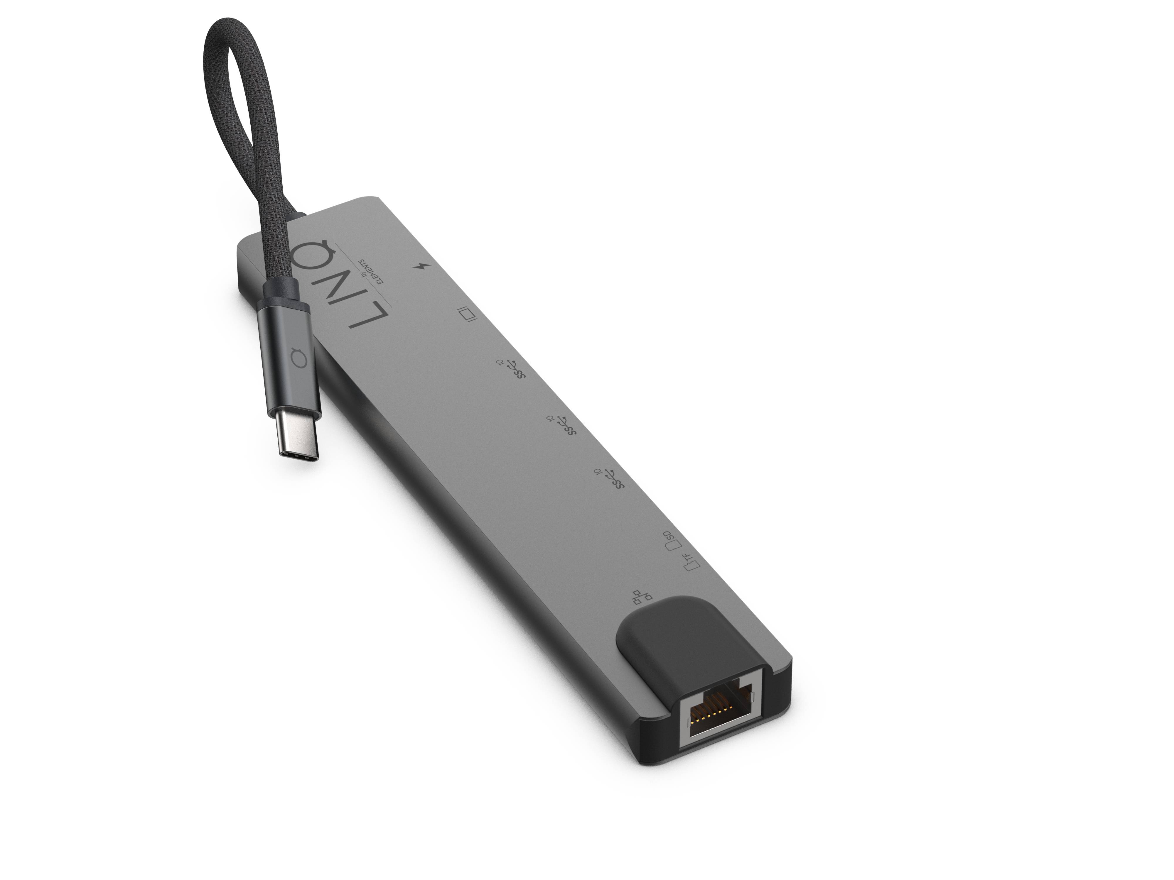 Rca Informatique - image du produit : 8IN1 USB-C HUB 4K HDMI/SD/RJ45 LINQ - GREY