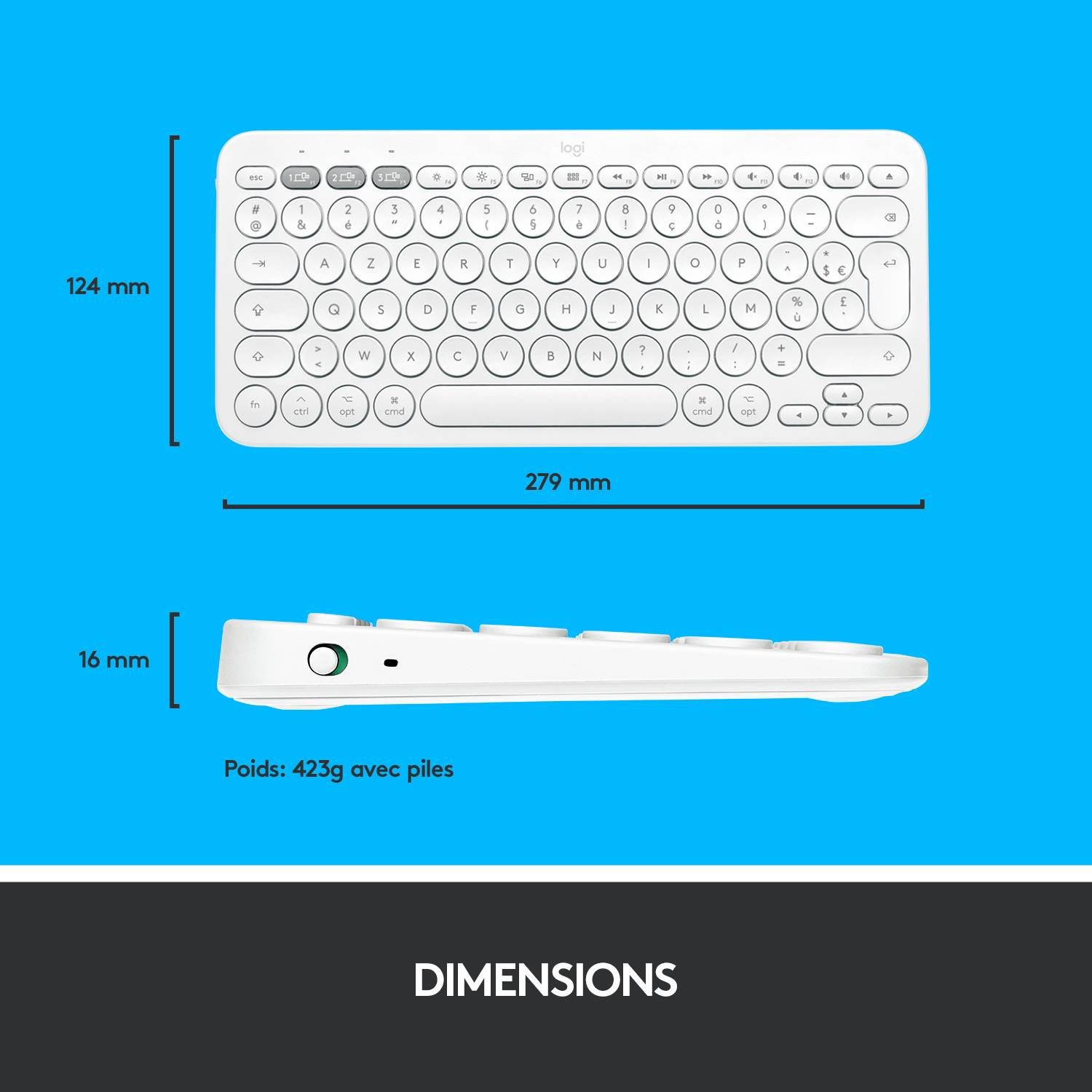 Rca Informatique - image du produit : K380 F. MAC MULTI-DEVICE BTKEYB - OFFWHITE - CH - CENTRAL