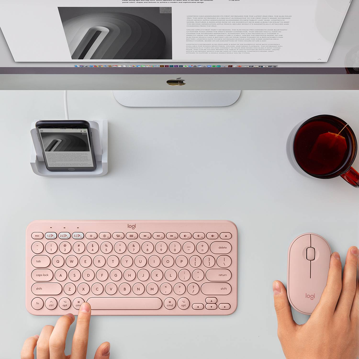 Rca Informatique - image du produit : K380 F. MAC MULTI-DEVICE BTKEYB - ROSE - CH - CENTRAL