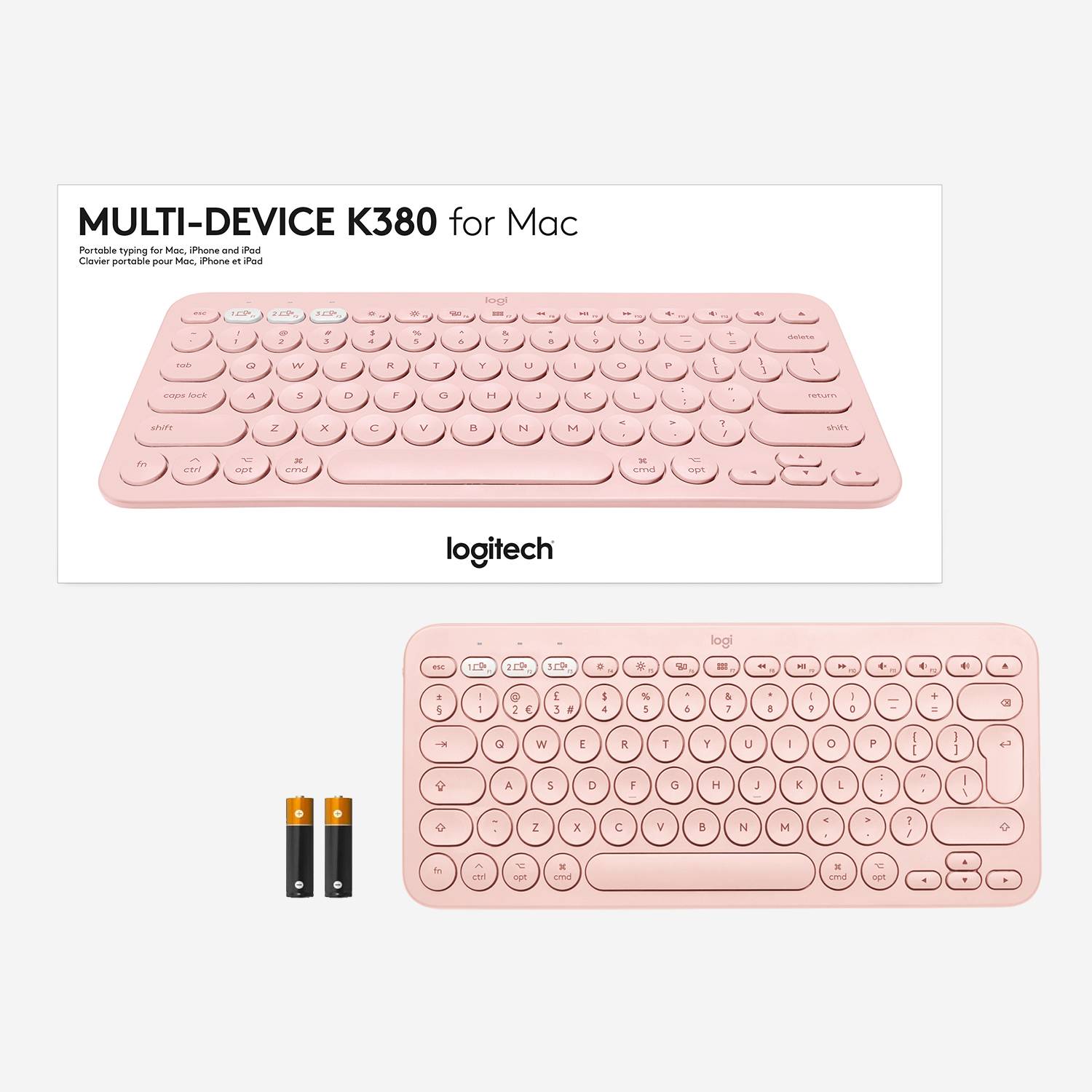 Rca Informatique - image du produit : K380 F. MAC MULTI-DEVICE BTKEYB - ROSE - CH - CENTRAL