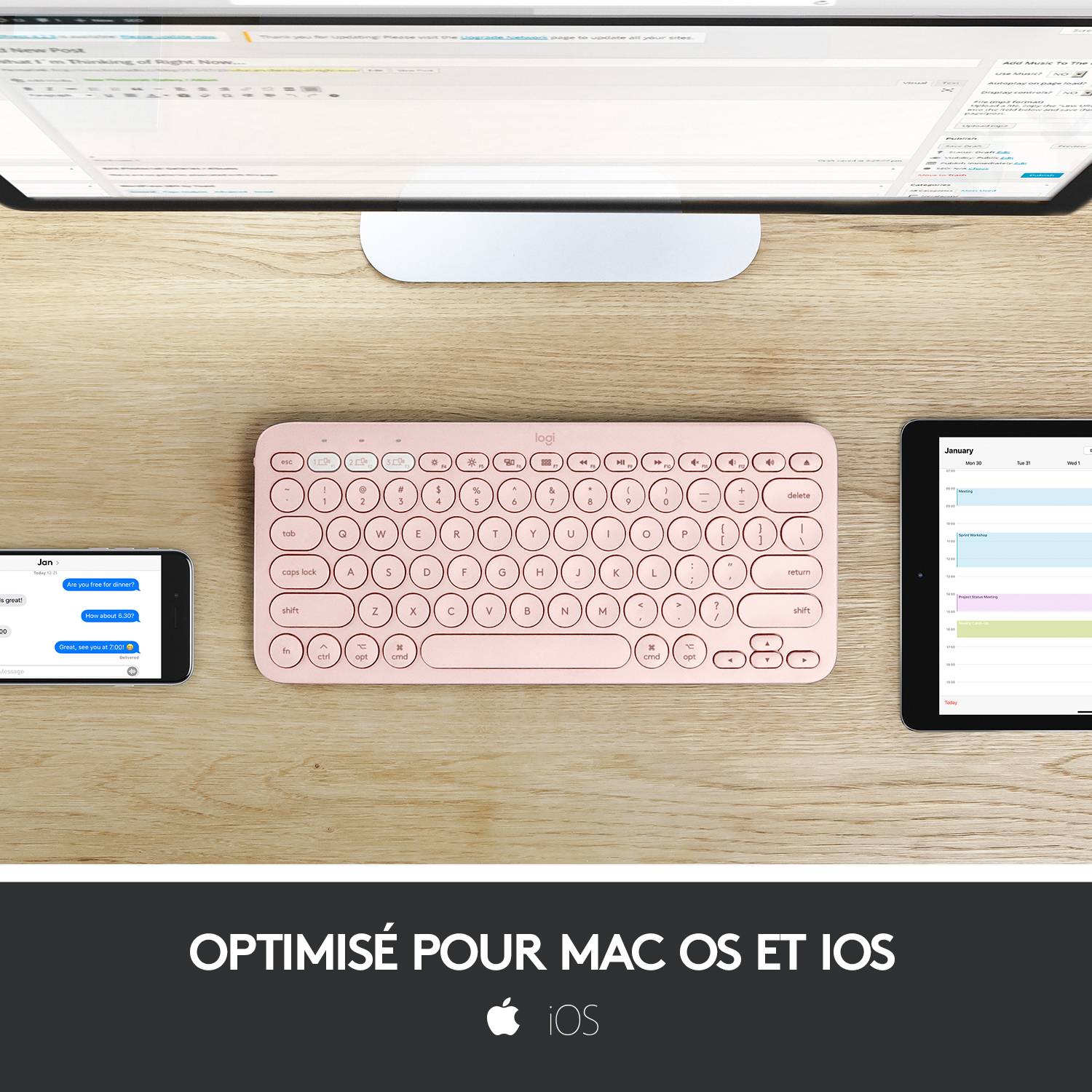 Rca Informatique - image du produit : K380 F. MAC MULTI-DEVICE BTKEYB - ROSE - CH - CENTRAL