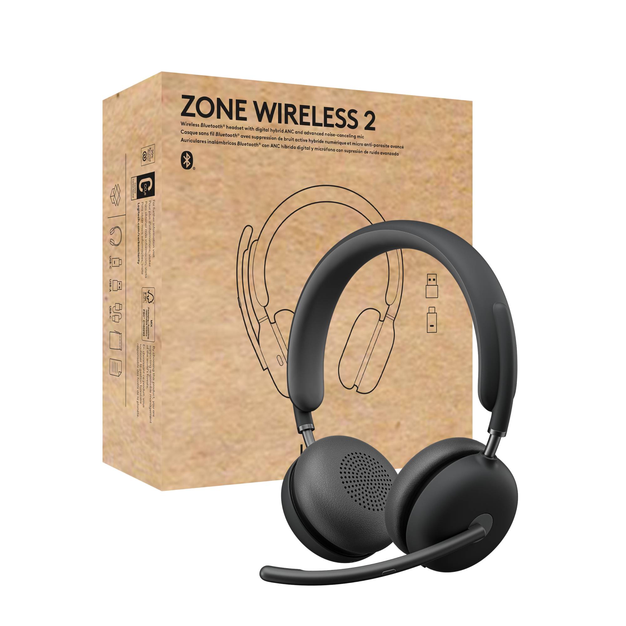 Rca Informatique - image du produit : HEADSET LOGITECH ZONE WRLS 2 UC GRAPHITETEAMS 2.4GHZ/BT N/A 914