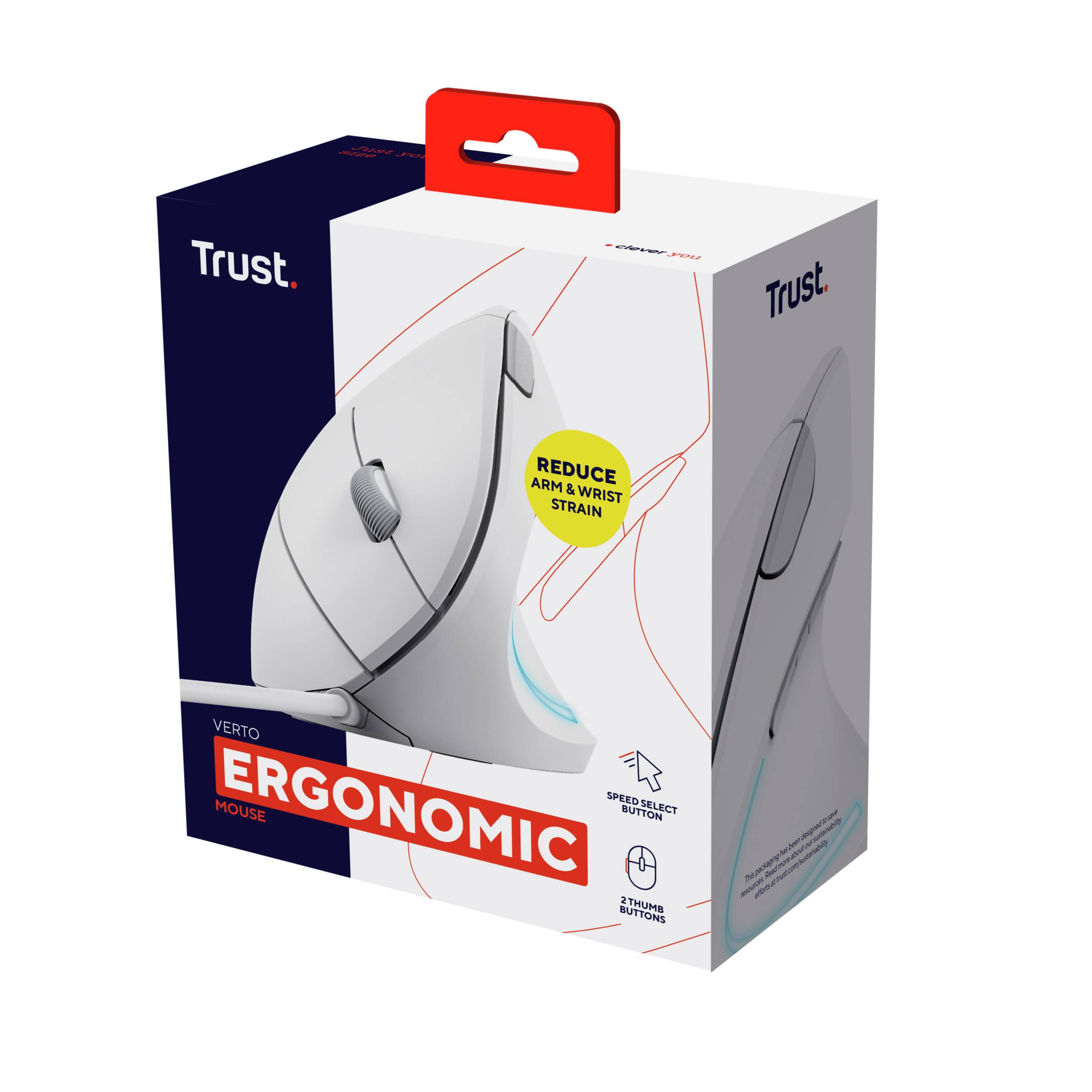 Rca Informatique - image du produit : VERTO WIRED ERGO MOUSE WHITE