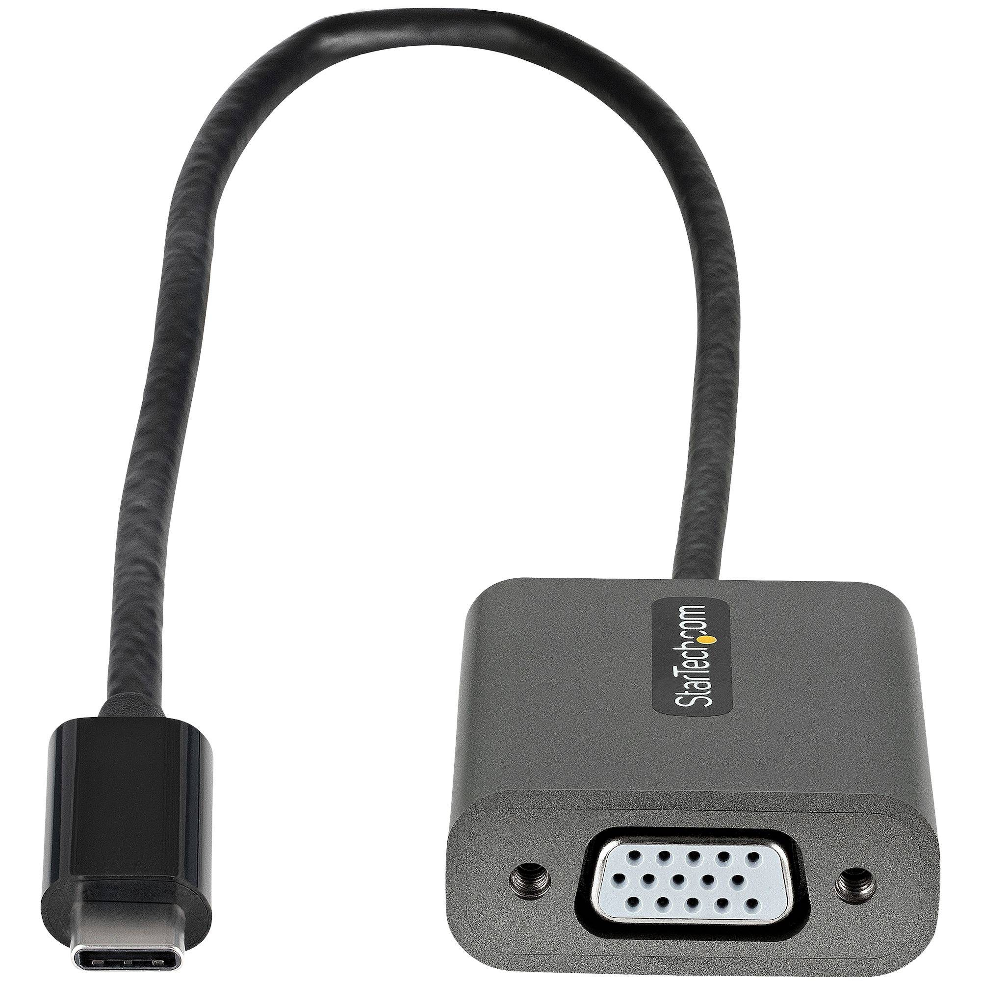 Rca Informatique - image du produit : USB C TO VGA ADAPTER 1920X1200P WITH 12IN LONG ATTACHED CABLE