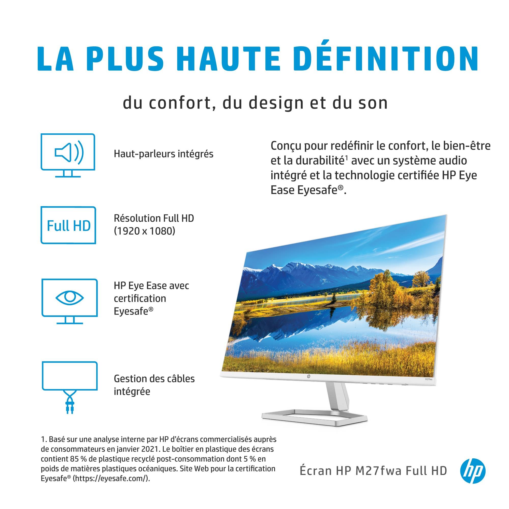 Rca Informatique - image du produit : MNTR HP M27FWA FHD 356D5AA#ABB 27IN 1920X1080 16:9 75HZ 1000:1