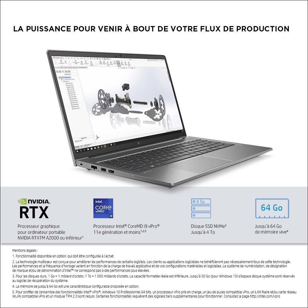 Rca Informatique - image du produit : ZBOOK 15.6IN I7-11800H 8GB 256GB NOOD W10P