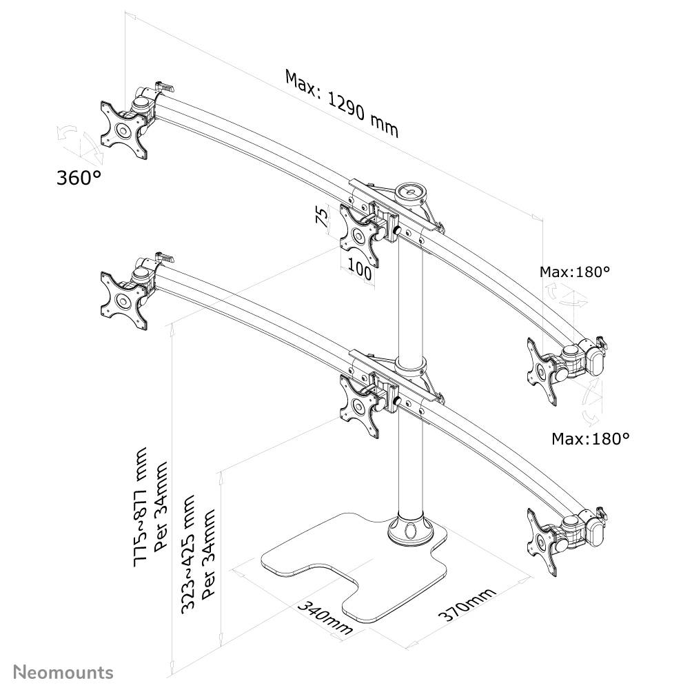 Rca Informatique - image du produit : FLAT SCREEN DESK MOUNT STAND GROMMET