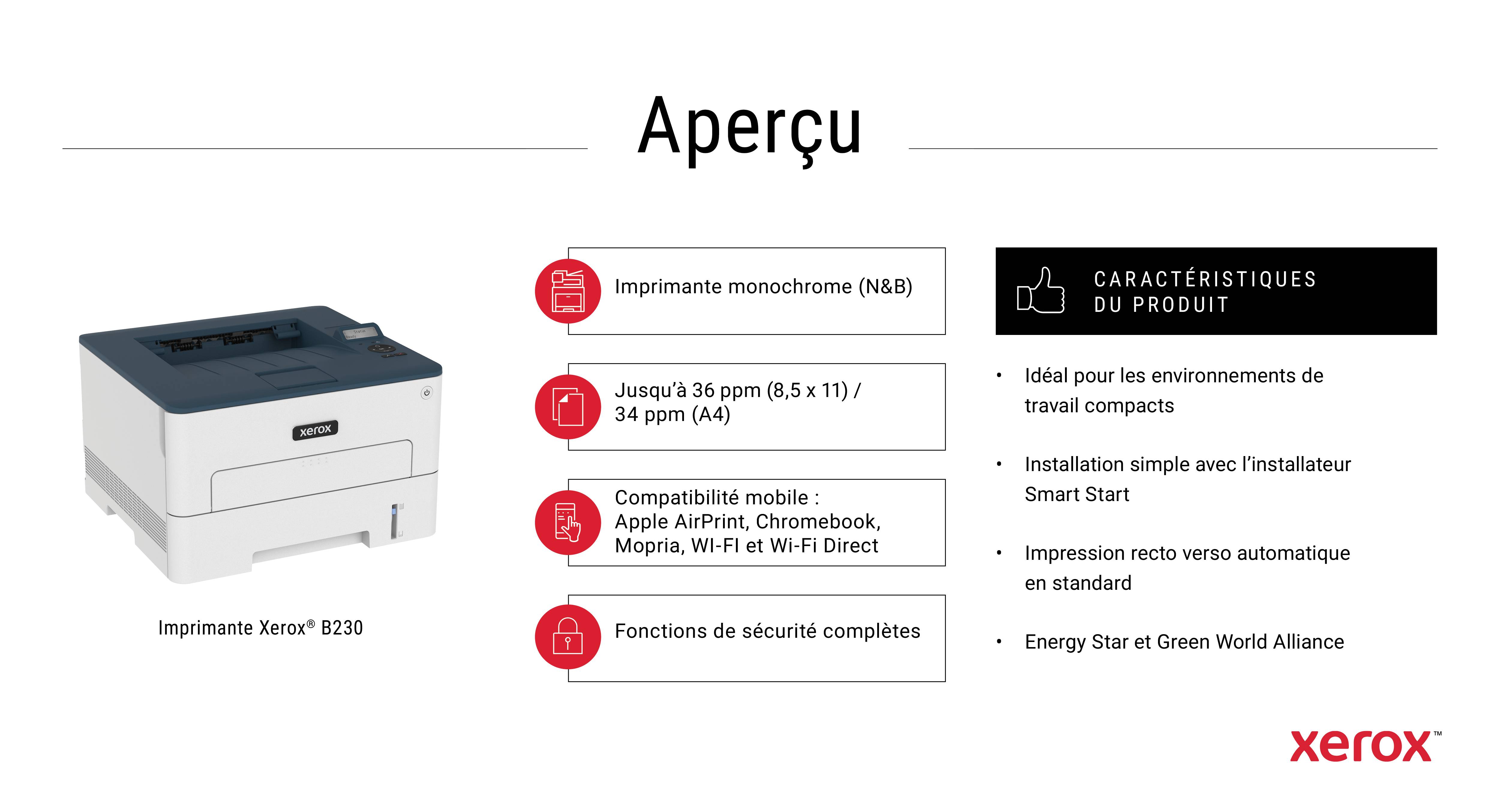 Rca Informatique - image du produit : XEROX B230 MONO PRINTER CB14555