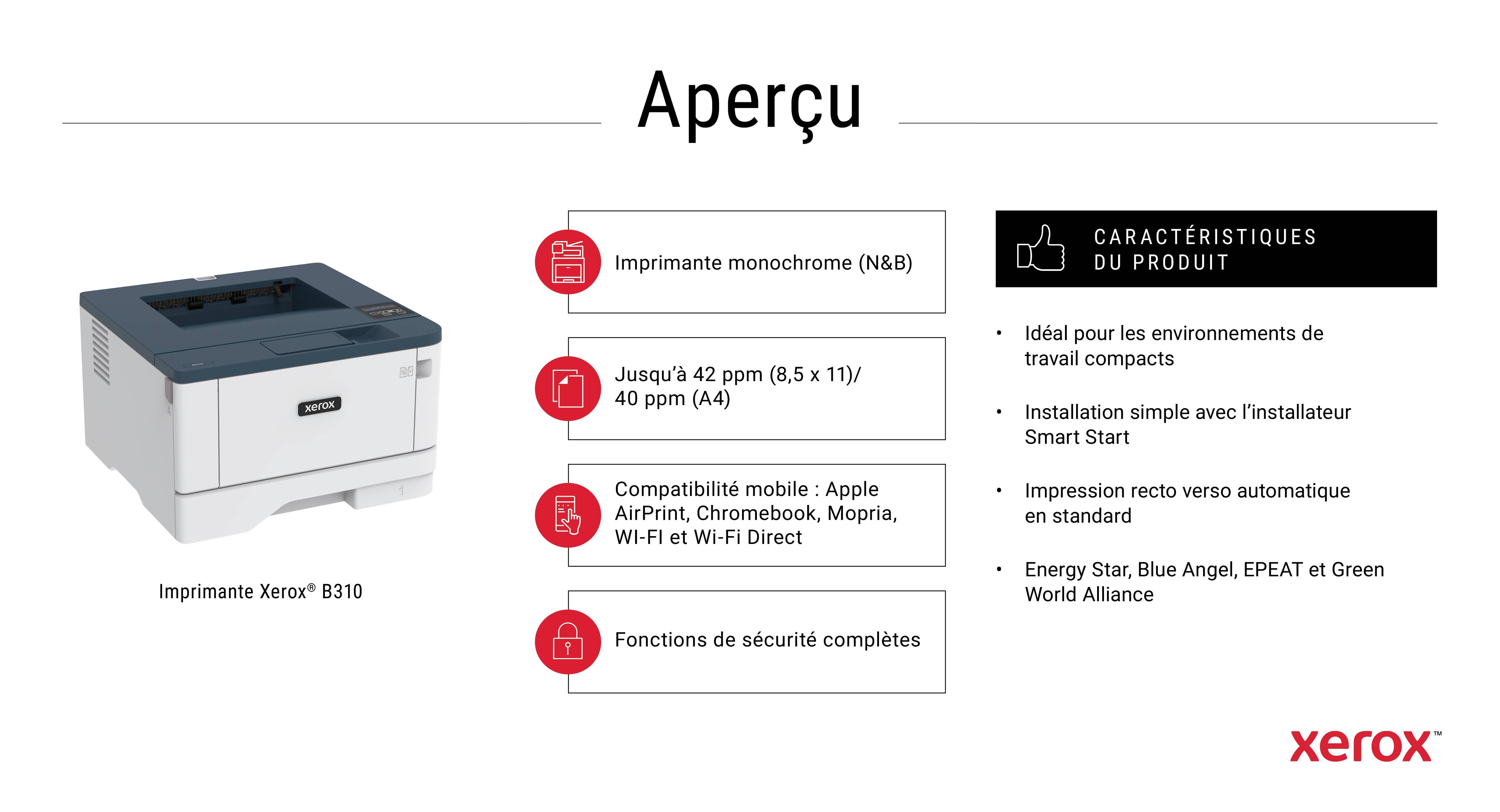 Rca Informatique - image du produit : XEROX B310 MONO PRINTER CB14557