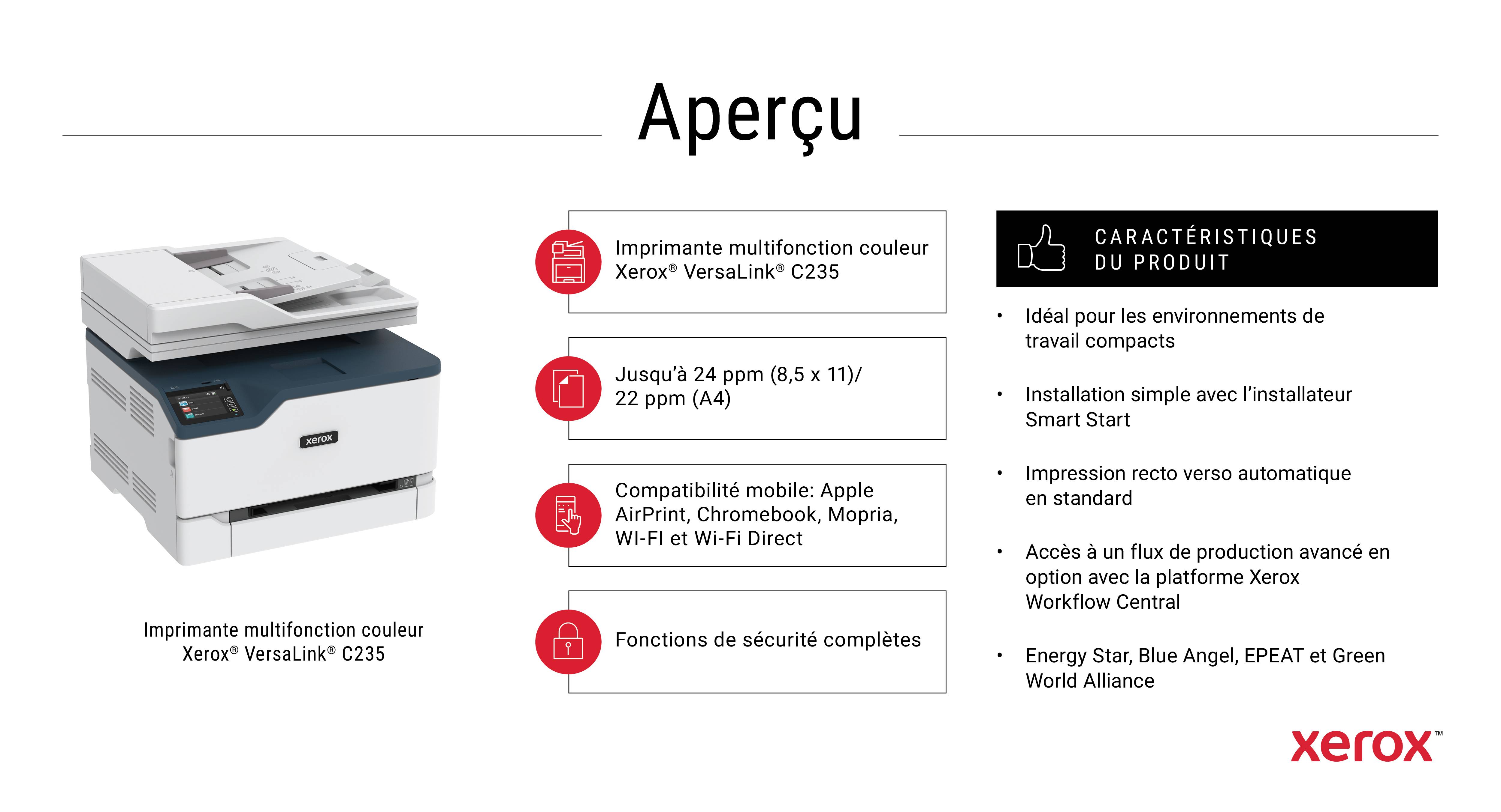 Rca Informatique - image du produit : XEROX C235 COLOR MULTIFUNCTION CB14560