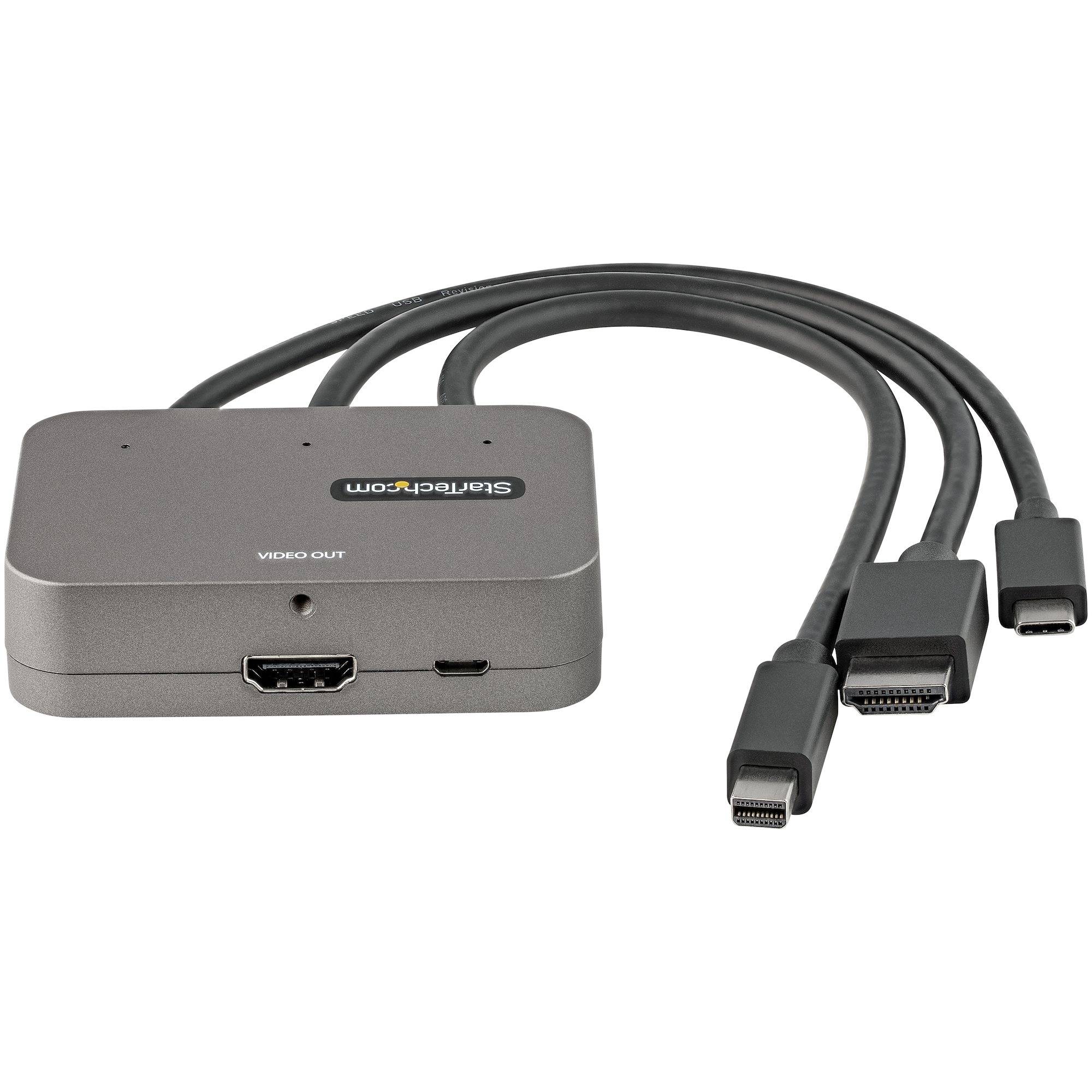 Rca Informatique - image du produit : 3 IN1 MULTIPORT TO HDMI ADAPTER 4K 60HZ USB-C HDMI MINI DP TO HD