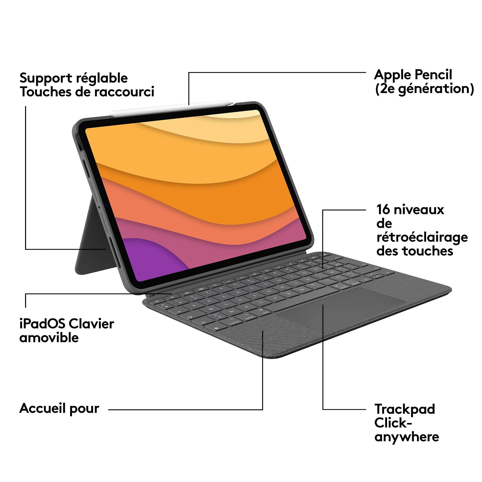 Rca Informatique - image du produit : COMBO TOUCH FOR IPAD AIR 4THGEN GREY - UK - INTNL