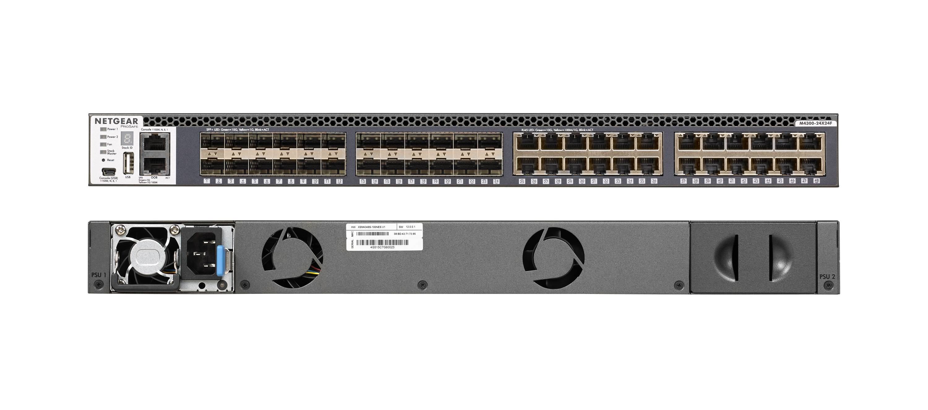 Rca Informatique - Image du produit : M4300 48-PORT 10GB MGD SWITCH 1U RACK (24X24F)