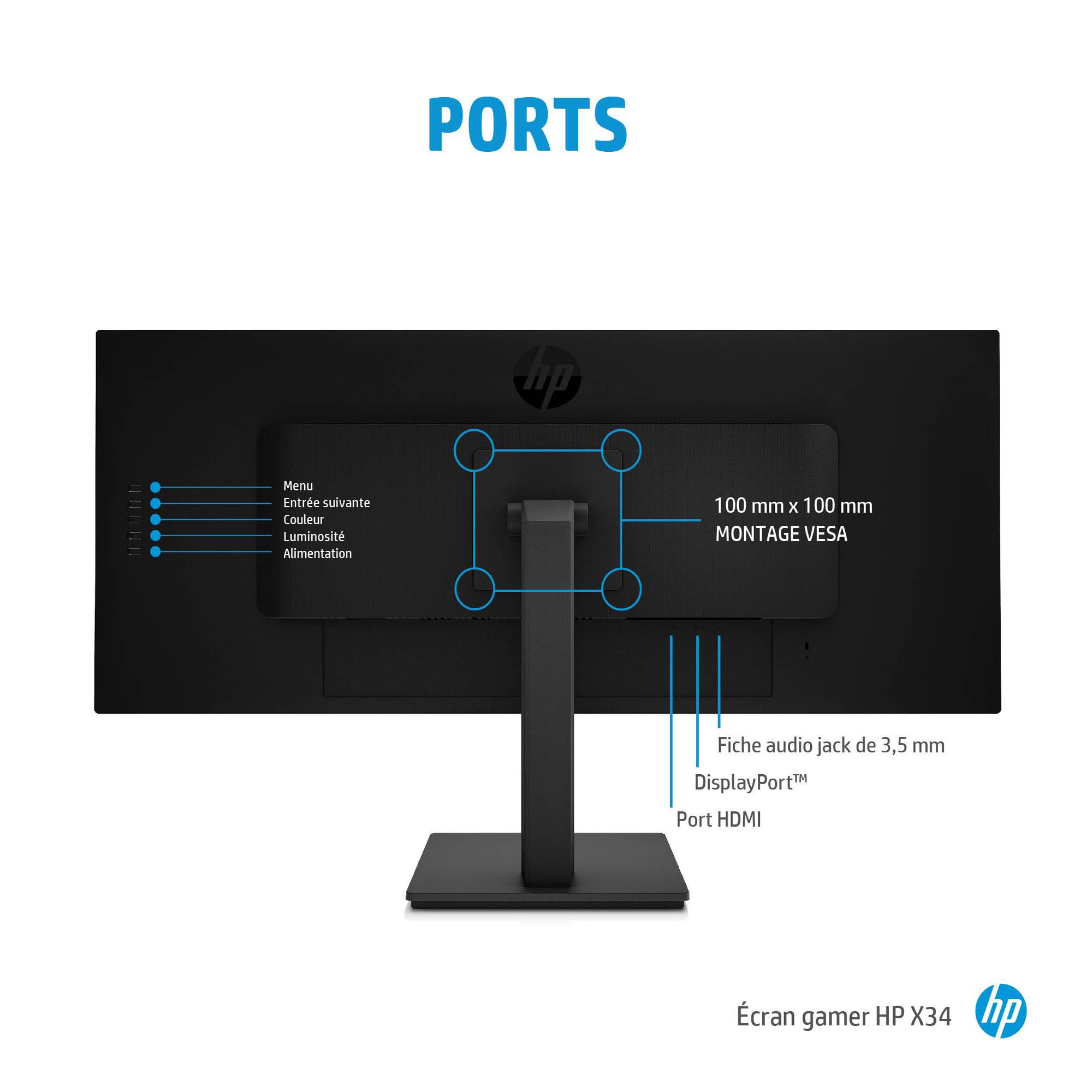 Rca Informatique - image du produit : X34 WQHD 34IN IPS 3440X1440 1MS HDMI/DP 21:9 1000:1