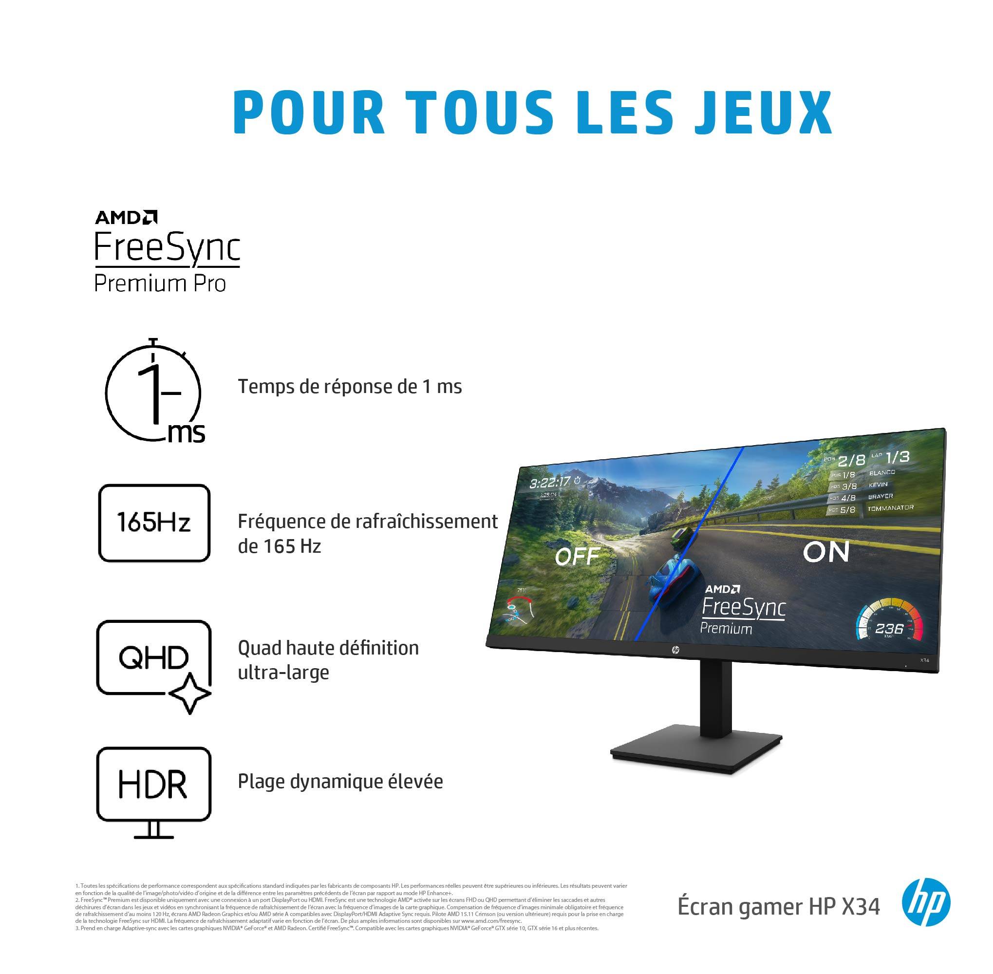 Rca Informatique - image du produit : X34 WQHD 34IN IPS 3440X1440 1MS HDMI/DP 21:9 1000:1