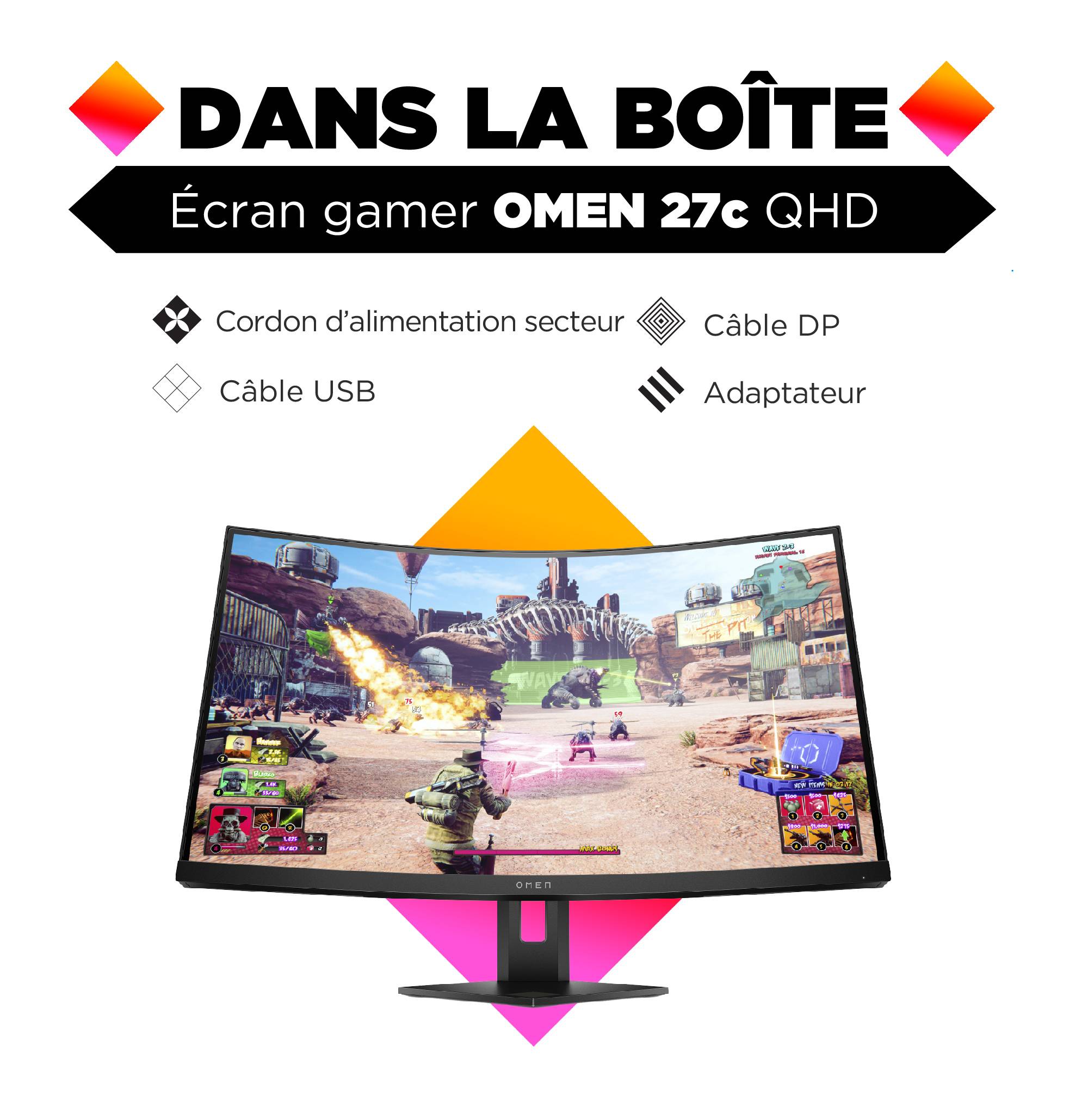 Rca Informatique - image du produit : OMEN 27C QHD 2560X1440 3000:1 1MS HDMI