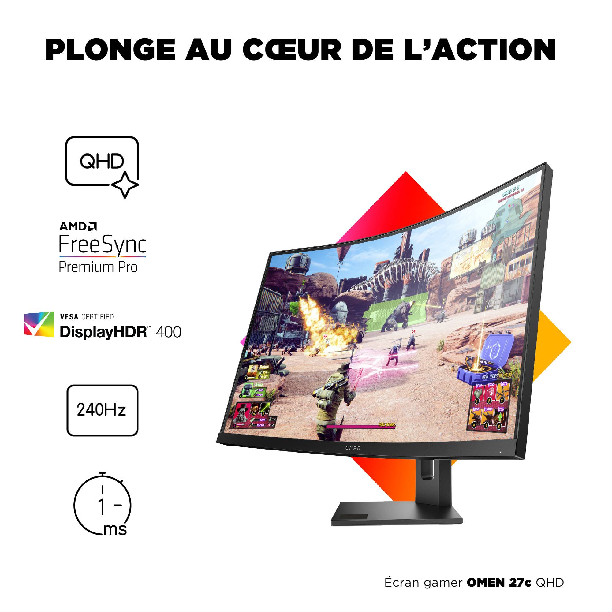 Rca Informatique - image du produit : OMEN 27C QHD 2560X1440 3000:1 1MS HDMI