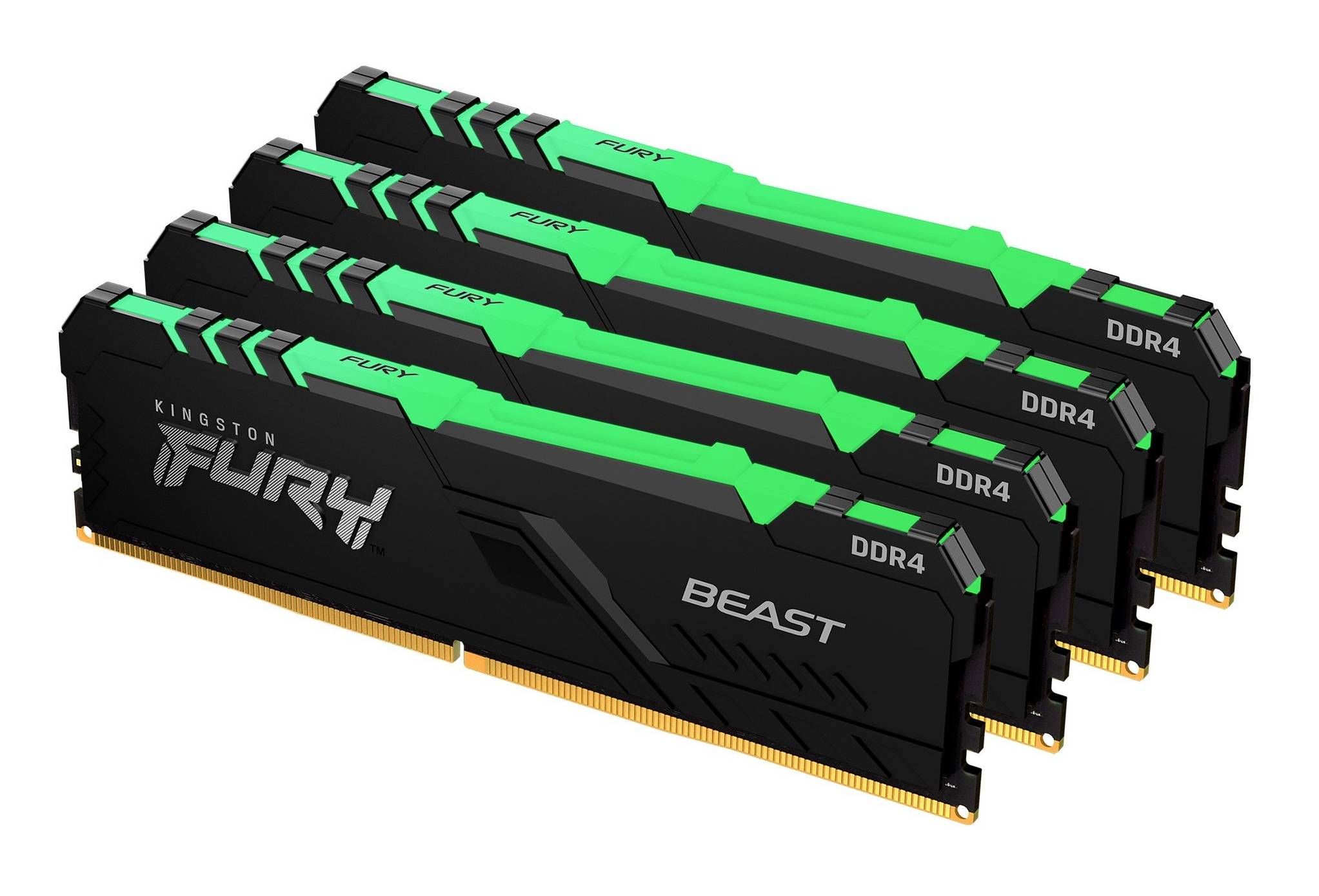 Rca Informatique - image du produit : 64GB DDR4-2666MHZ CL16 DIMM (KIT OF 4) 1GX8 FURY BEAST RGB