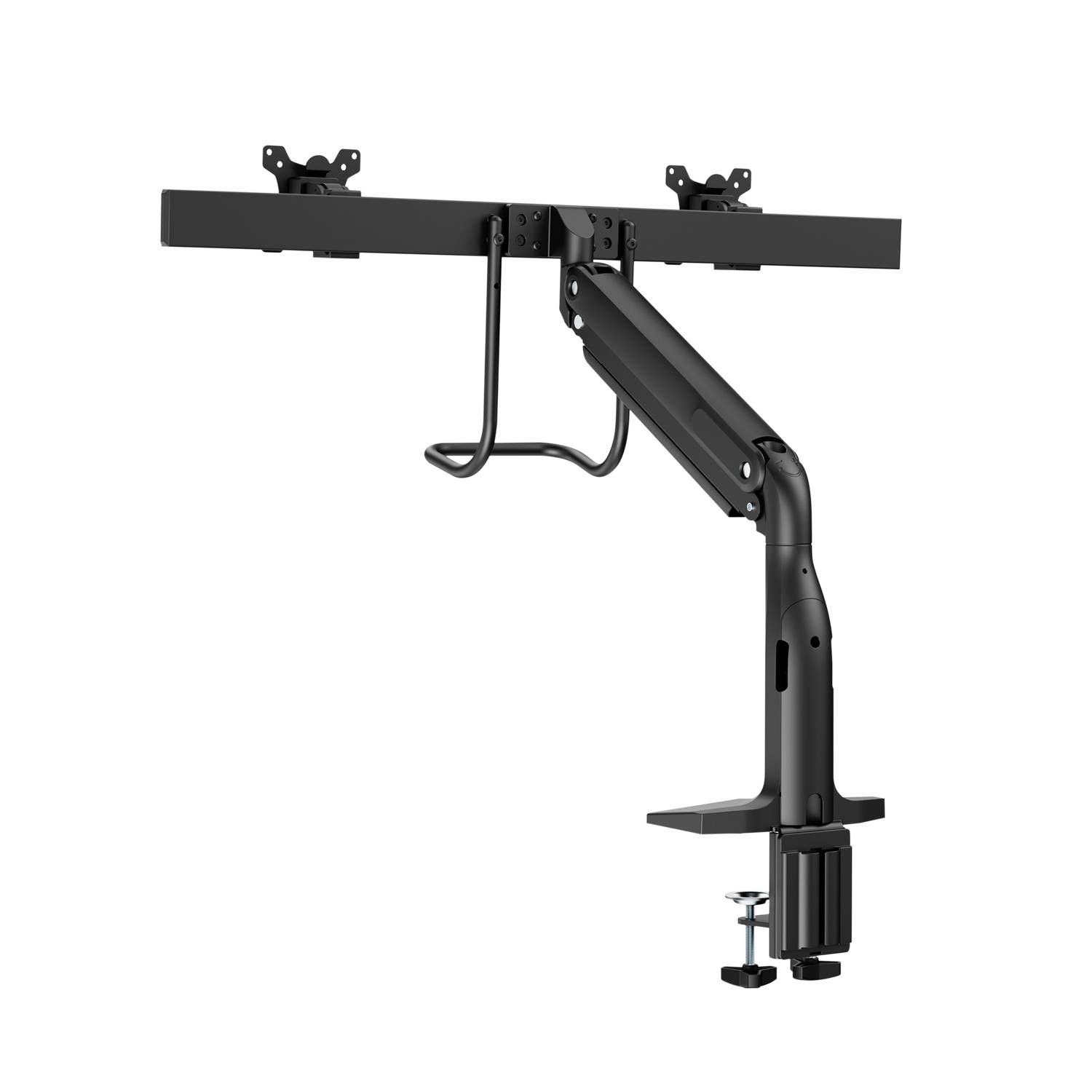 Rca Informatique - image du produit : DUAL MONITOR GAS SPRING MOUNT ERGO CROSSBAR HANDLE FULL MOTION