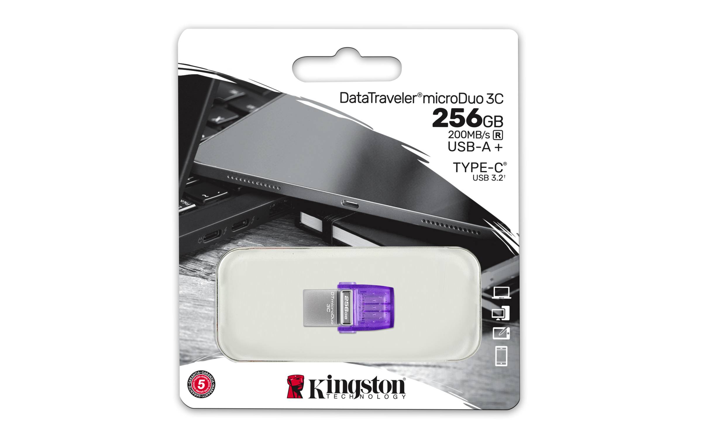 Rca Informatique - image du produit : 256GB DT MICRODUO 3C 200MB/S DUAL USB-A + USB-C