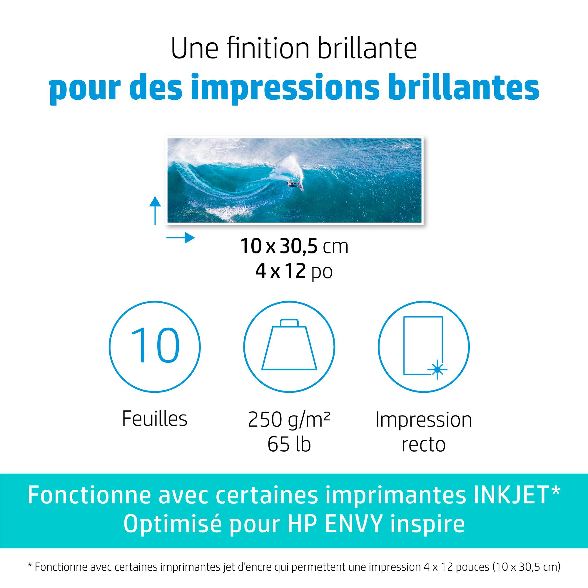 Rca Informatique - image du produit : HP ADVANCED GLOSS PHOTO PAPER 4X12 IN 10X30.5 CM 10 SHT