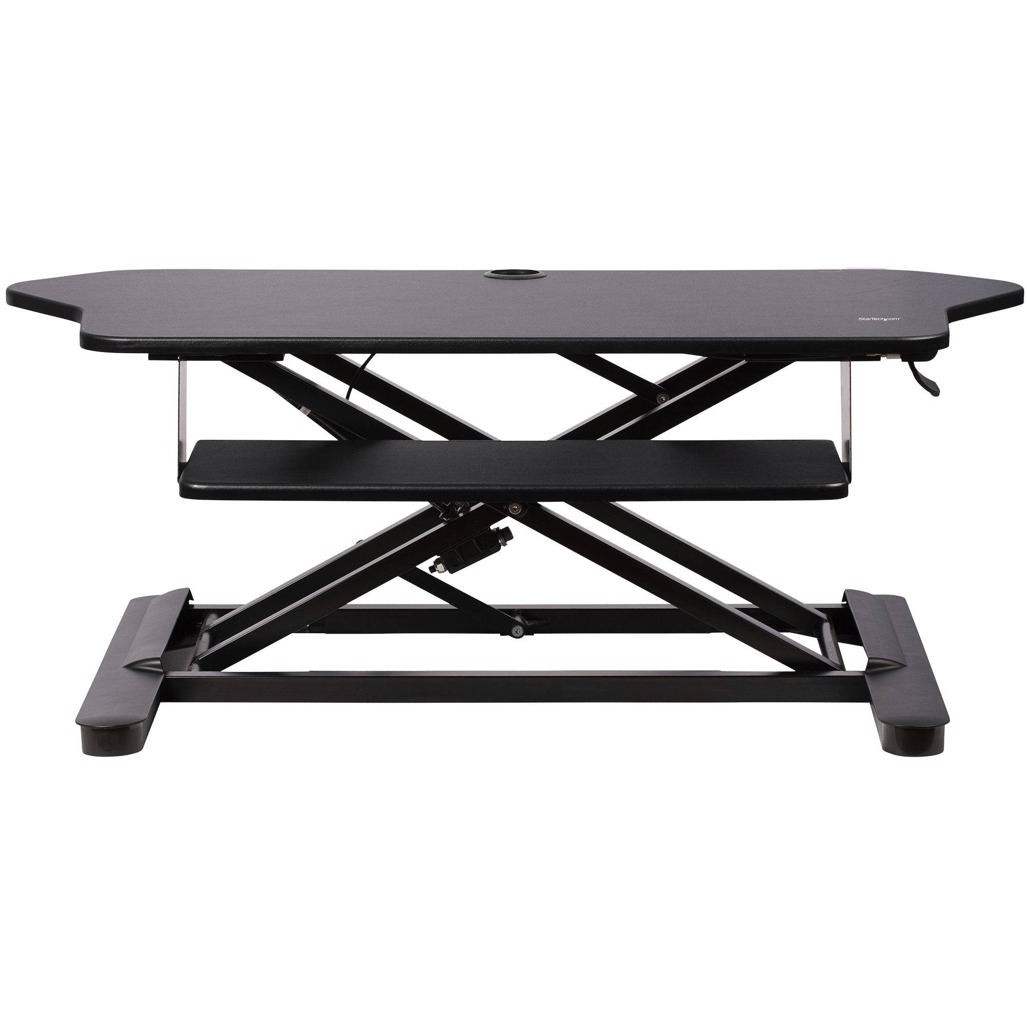 Rca Informatique - image du produit : CORNER SIT STAND DESK CONVERTER KEYBOARD TRAY - HEIGHT ADJUSTABL