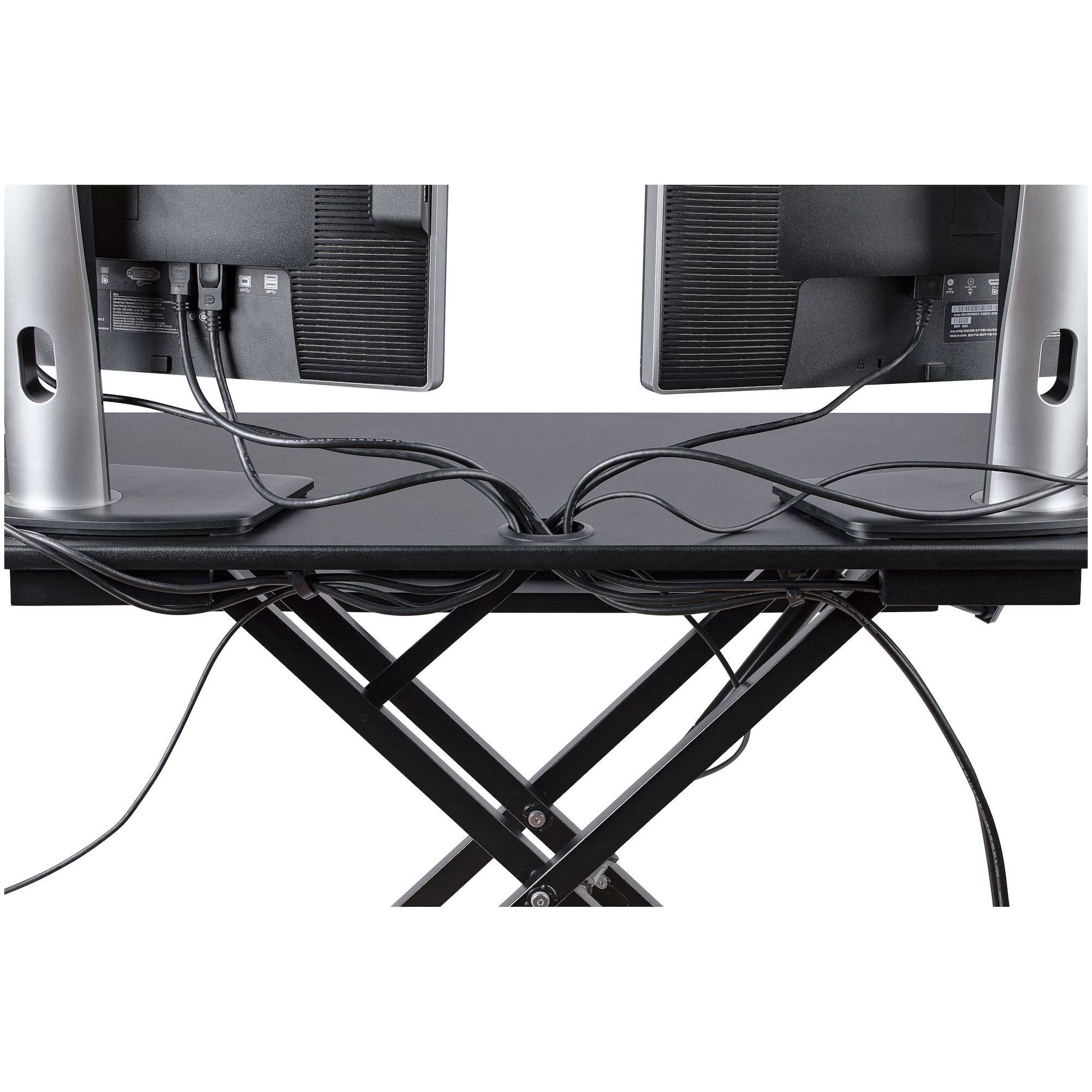 Rca Informatique - image du produit : CORNER SIT STAND DESK CONVERTER KEYBOARD TRAY - HEIGHT ADJUSTABL