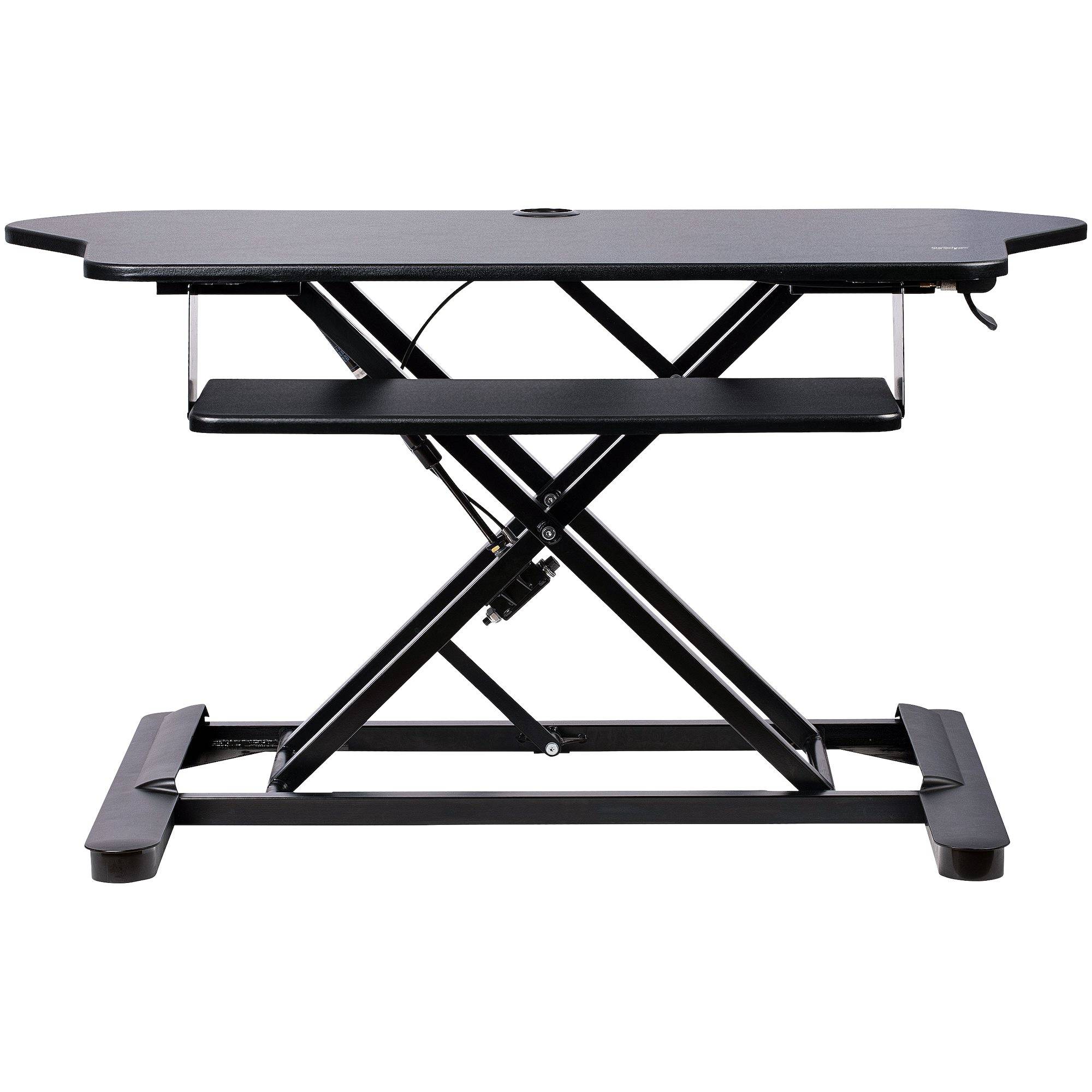 Rca Informatique - image du produit : CORNER SIT STAND DESK CONVERTER KEYBOARD TRAY - HEIGHT ADJUSTABL