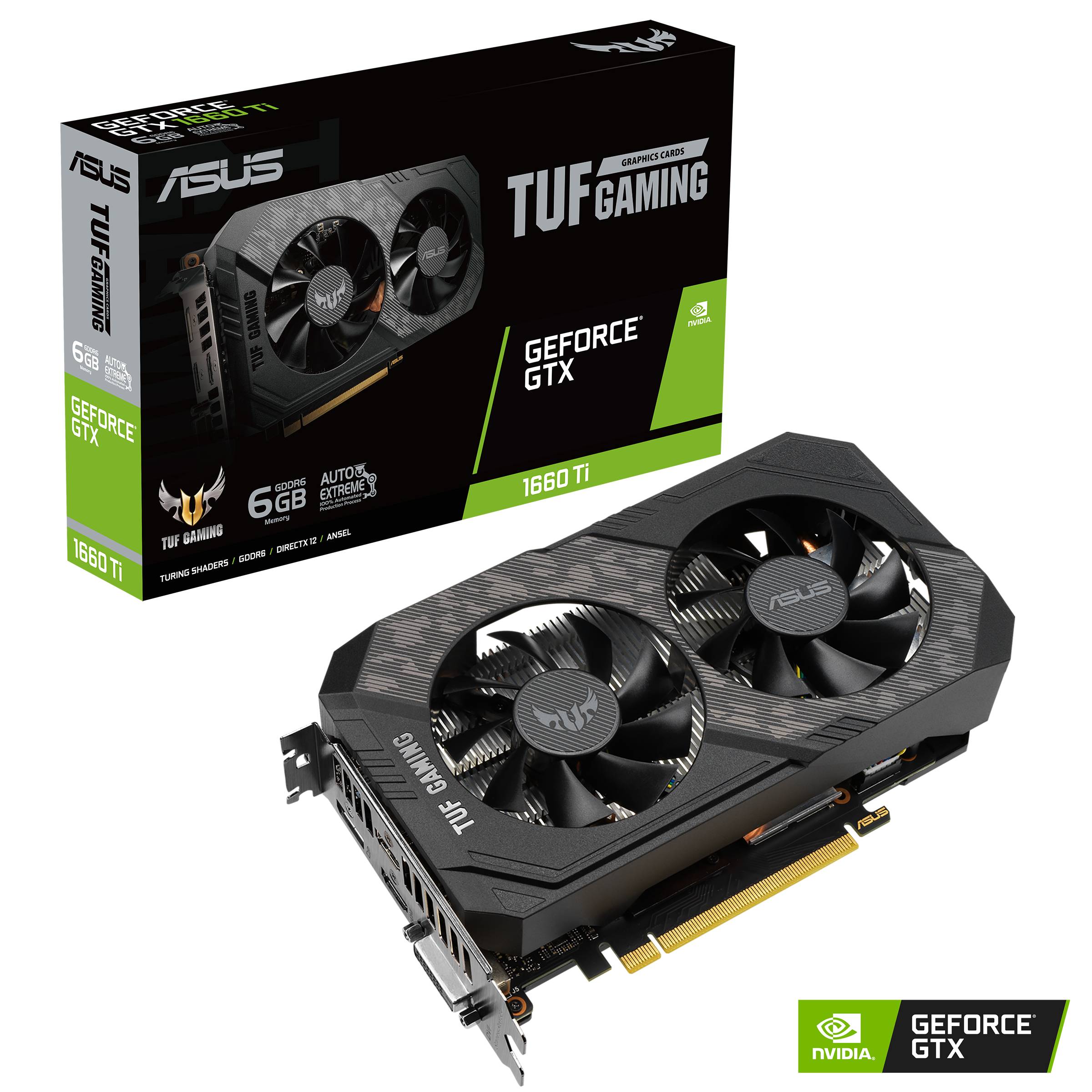 Rca Informatique - image du produit : GF TUF-GTX1660TI-6G-EVO-GAMING DVI HDMIX2 DP 6GB GDDR6