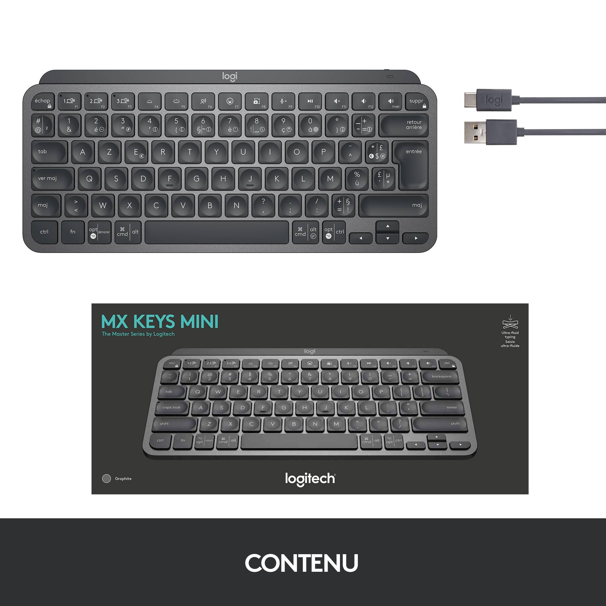 Rca Informatique - image du produit : MXKEYS MINI WRLS ILLUMINATED KB GRAPHITE - UK - INTNL