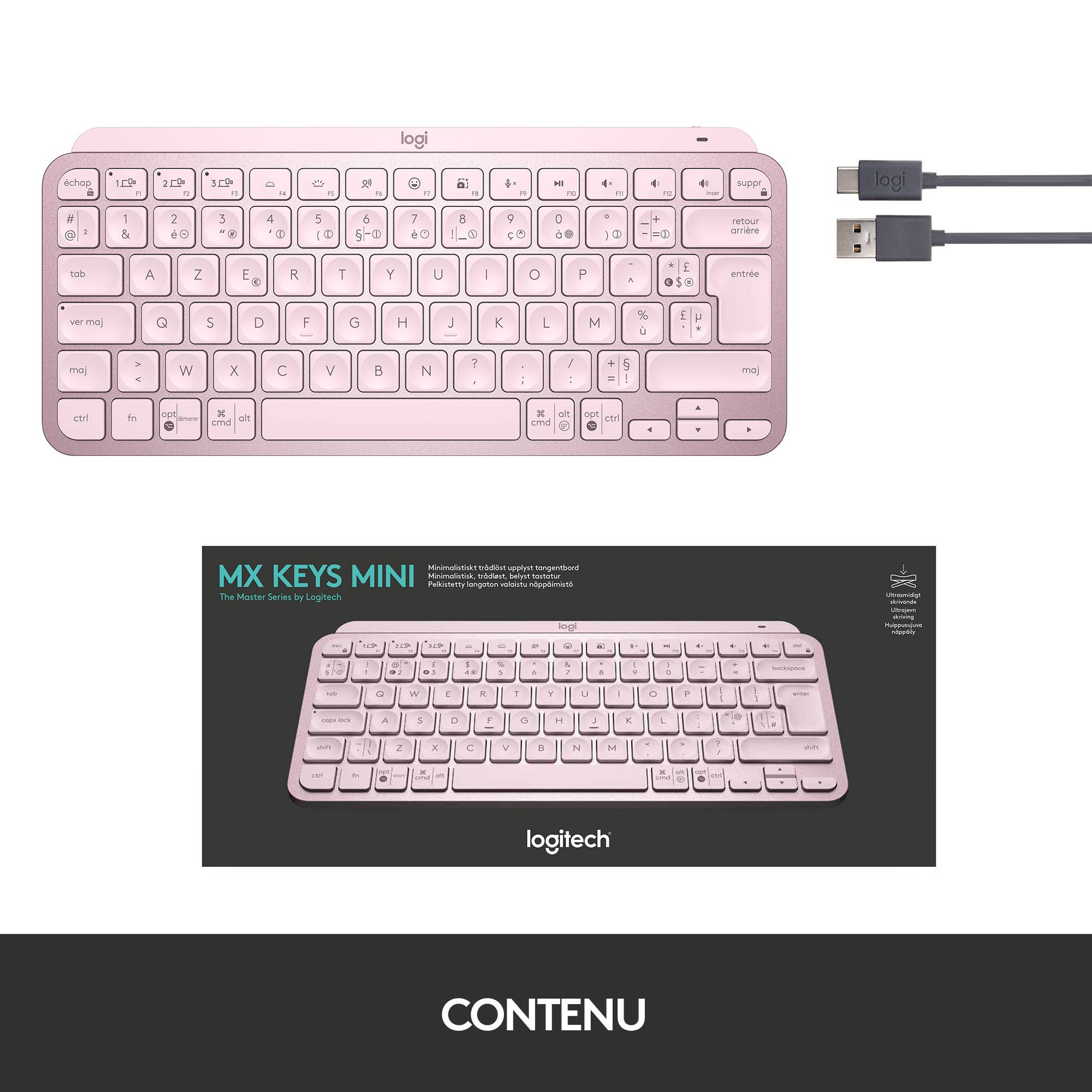 Rca Informatique - image du produit : MXKEYS MINI WRLS ILLUMINATED KB ROSE - US INT.L - INTNL