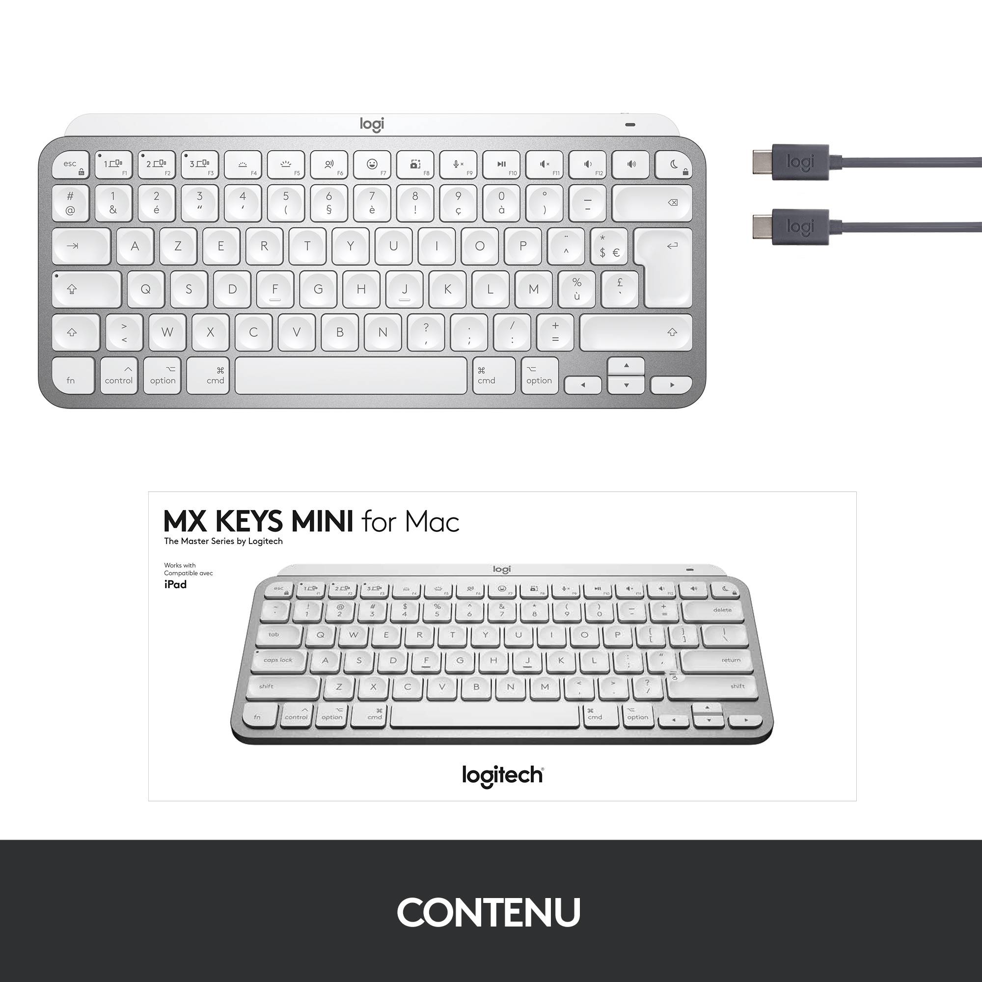 Rca Informatique - image du produit : MXKEYS MINI F. MAC WRLS ILLUM. PALE GREY - CH - CENTRAL