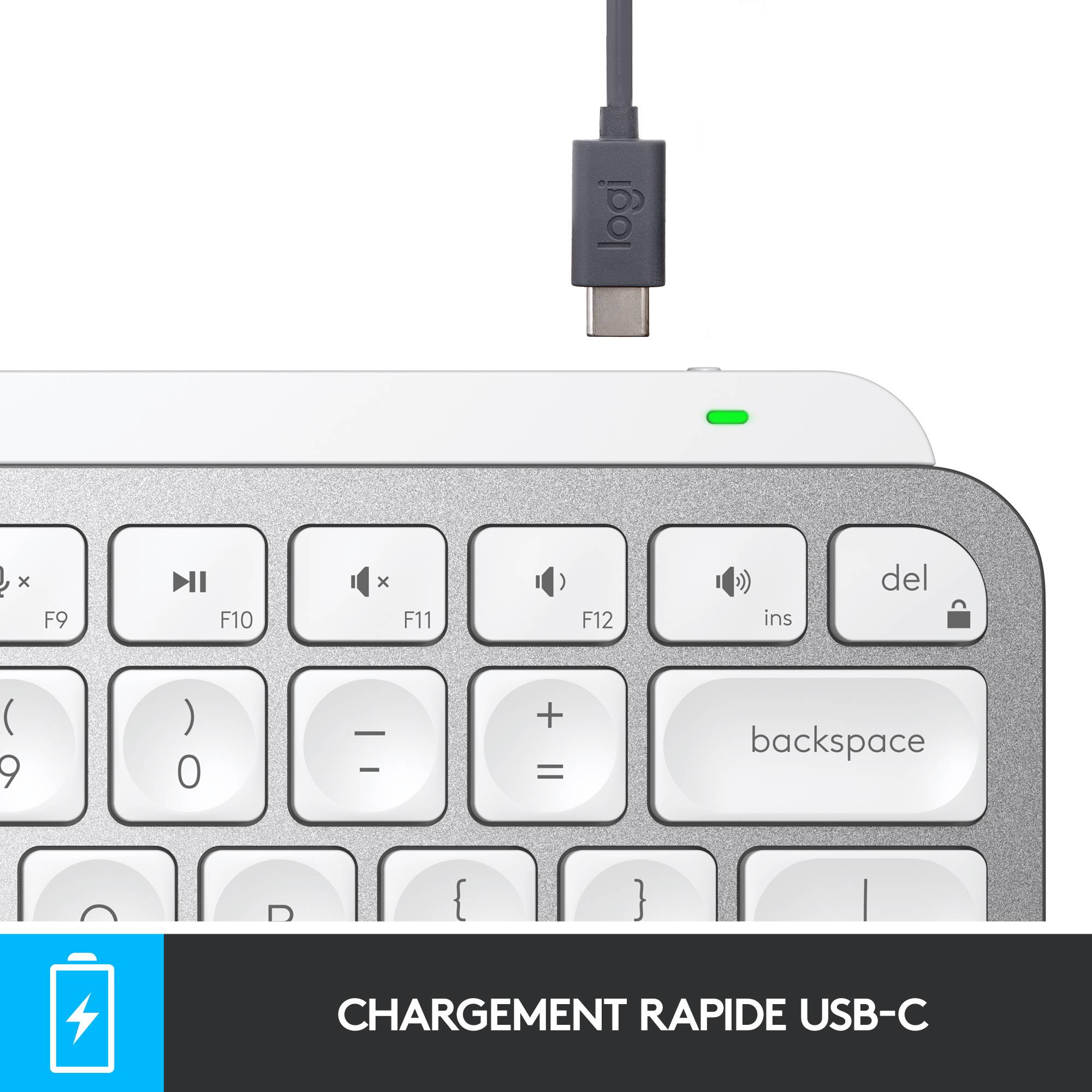 Rca Informatique - image du produit : MXKEYS MINI WRLS ILLUMINATED KB PALE GREY - CH - CENTRAL