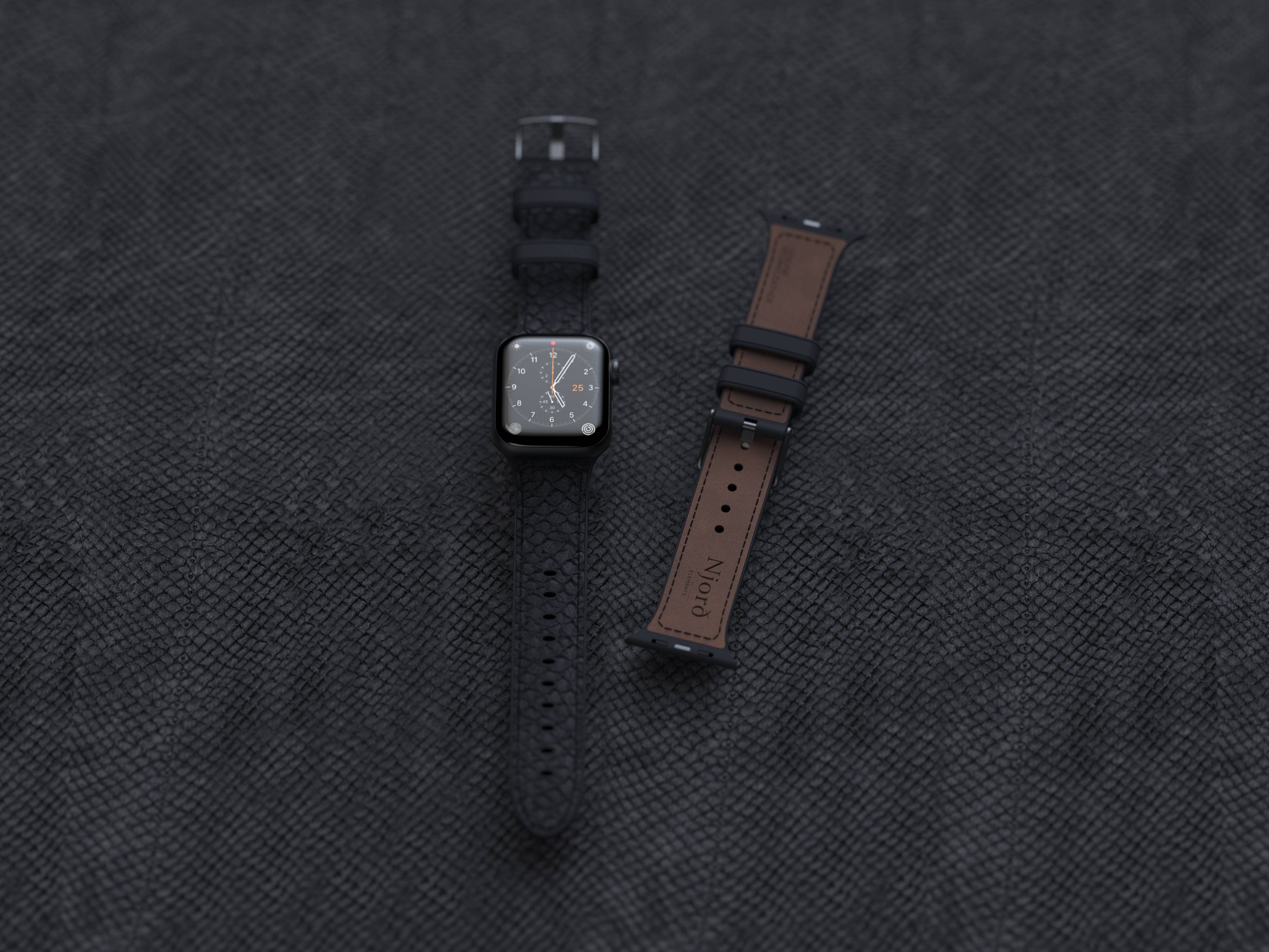 Rca Informatique - image du produit : APPLE WATCH STRAP 40/41MM NJORD - SALMON LEATHER GREY