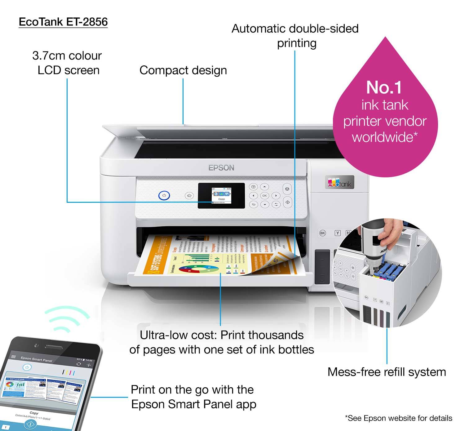 Rca Informatique - image du produit : ECOTANK ET-2856 33/15 PPM 5760 X 1440 DPI PRNT/CPY/SCN