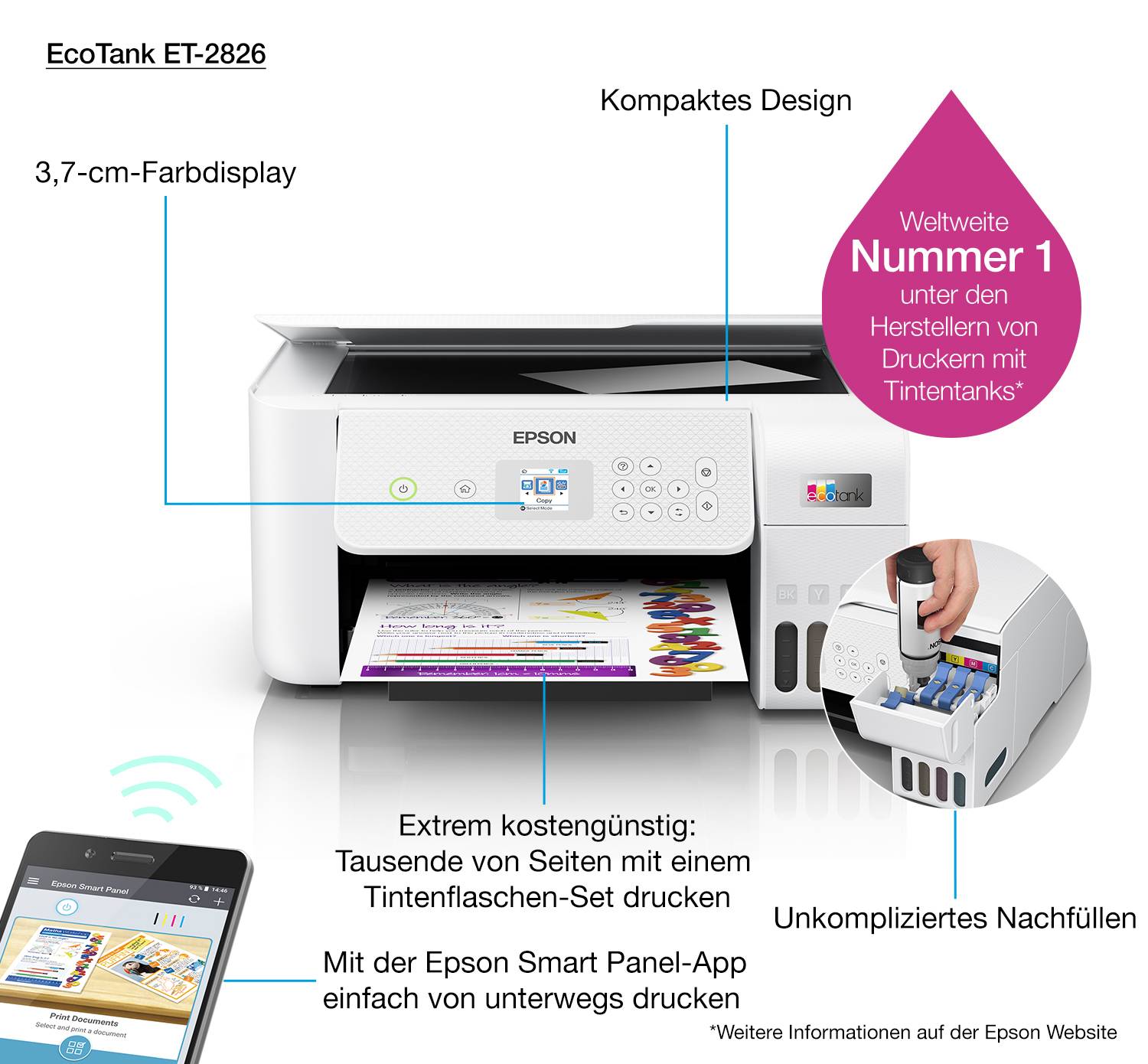 Rca Informatique - image du produit : ECOTANK ET-2826 33/15 PPM 5760 X 1440 DPI PRNT/CPY/SCN