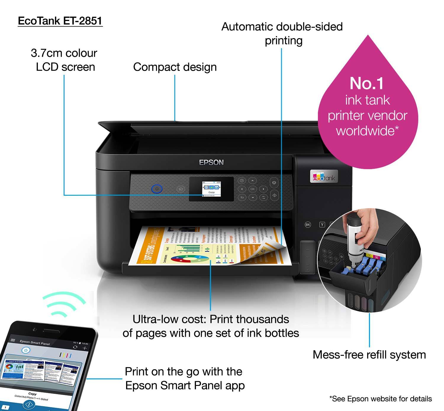 Rca Informatique - image du produit : ECOTANK ET-2851 33/15 PPM 5760 X 1440 DPI PRNT/CPY/SCN