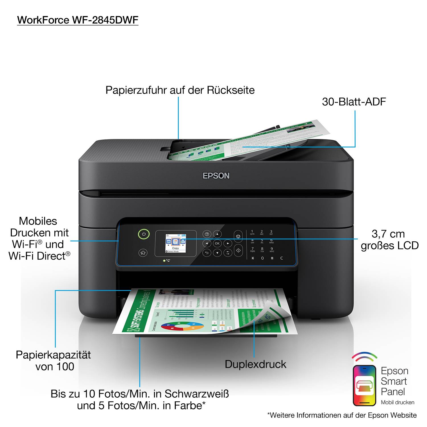 Rca Informatique - image du produit : WORKFORCE WF-2845DWF 34/18 PPM 5760 X 1440 DPI PRNT/CPY/SCN